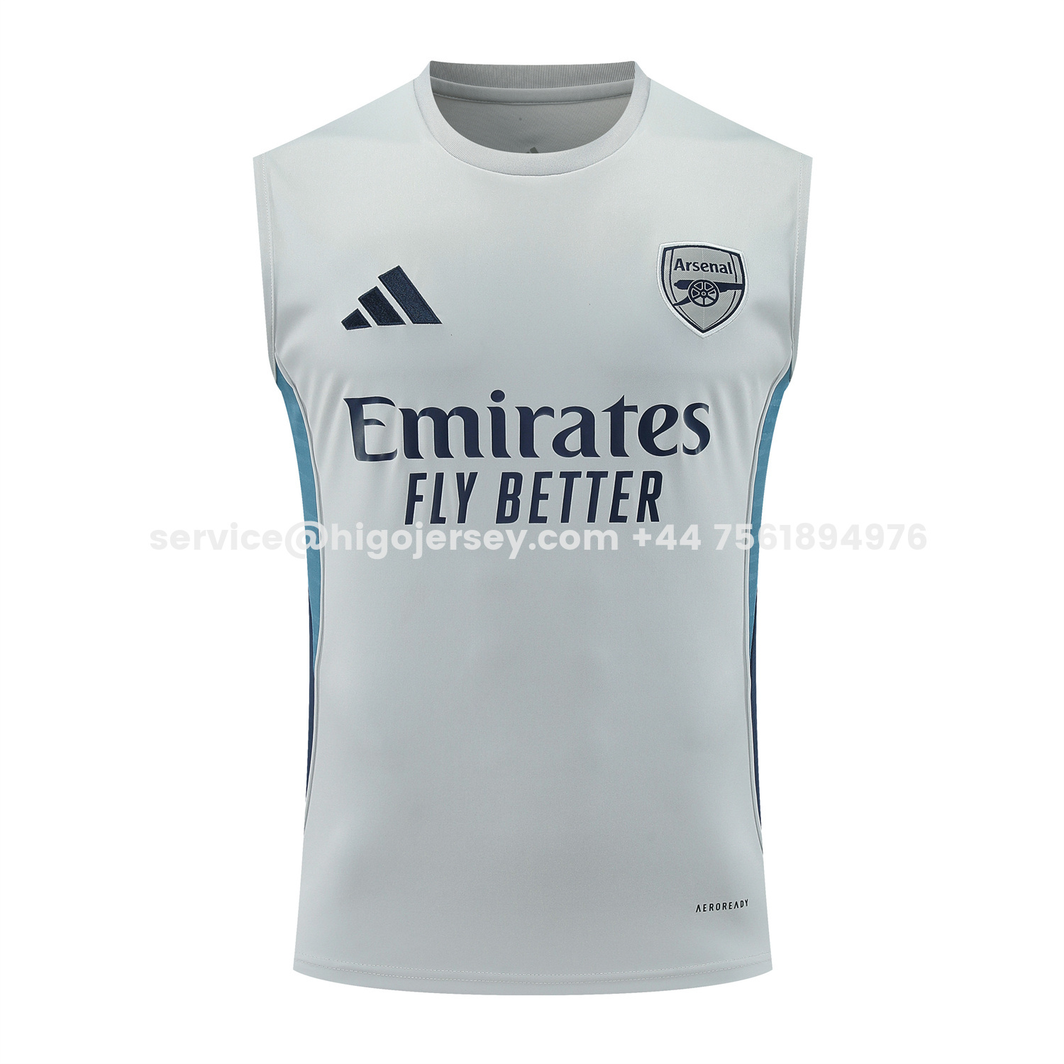 Higojerseys-Arsenal 25-26 Vest Training Set - Grey Top & Deep Blue Shorts