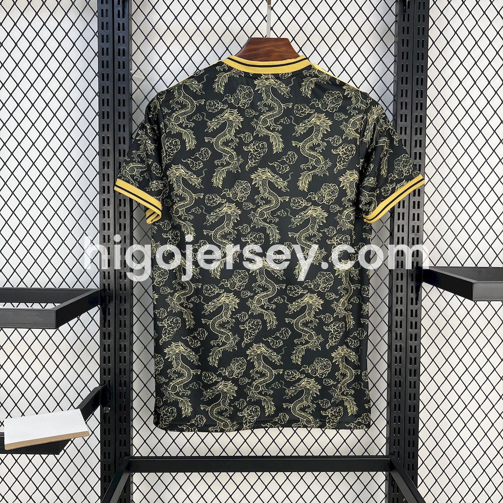 Higojerseys-Real Madrid 25-26 Golden Chinese Dragon Pattern Black Jersey - Fans Version