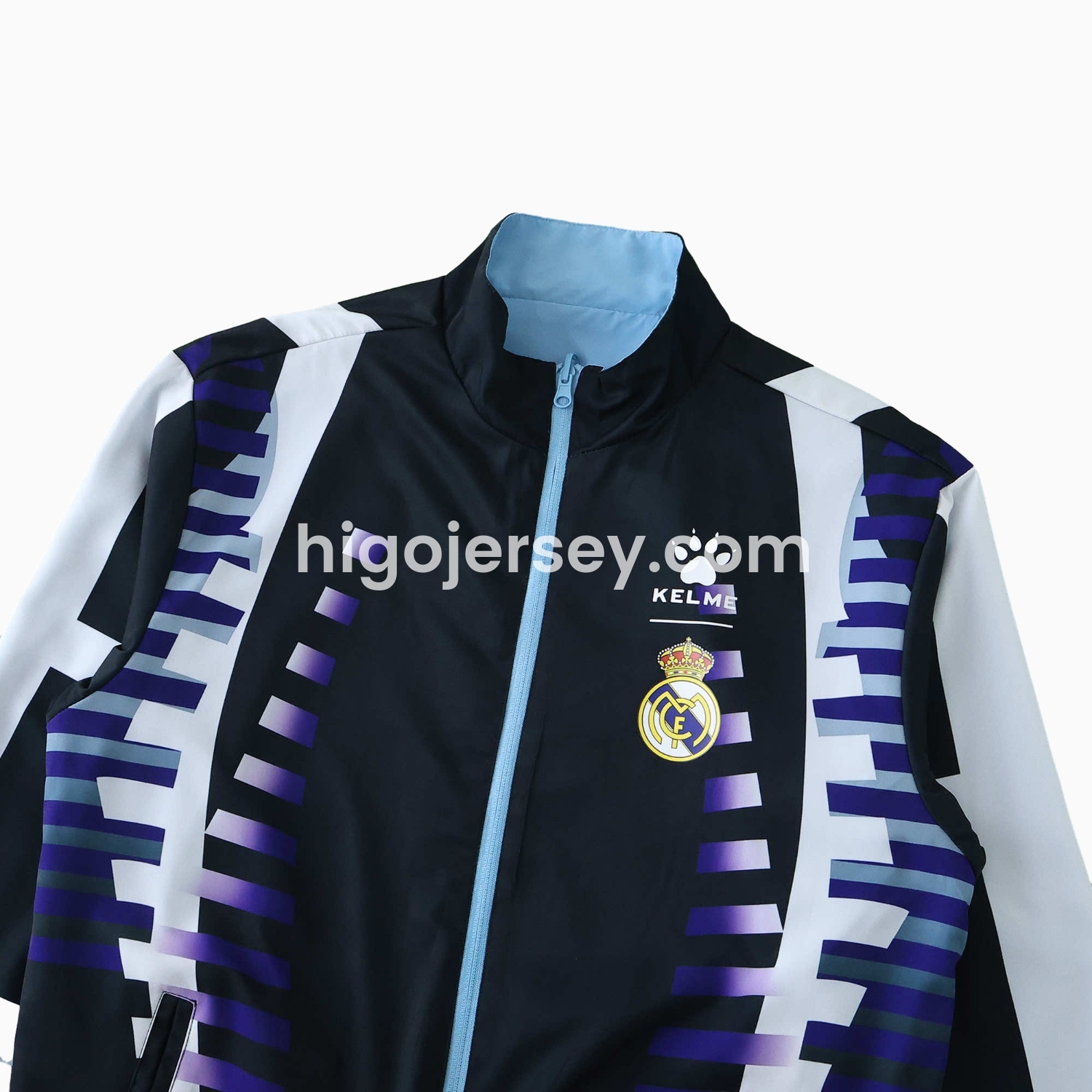 Higojerseys-Retro Real Madrid 1997-98 Third Double Sided Reversible Windbreaker - Black & Blue