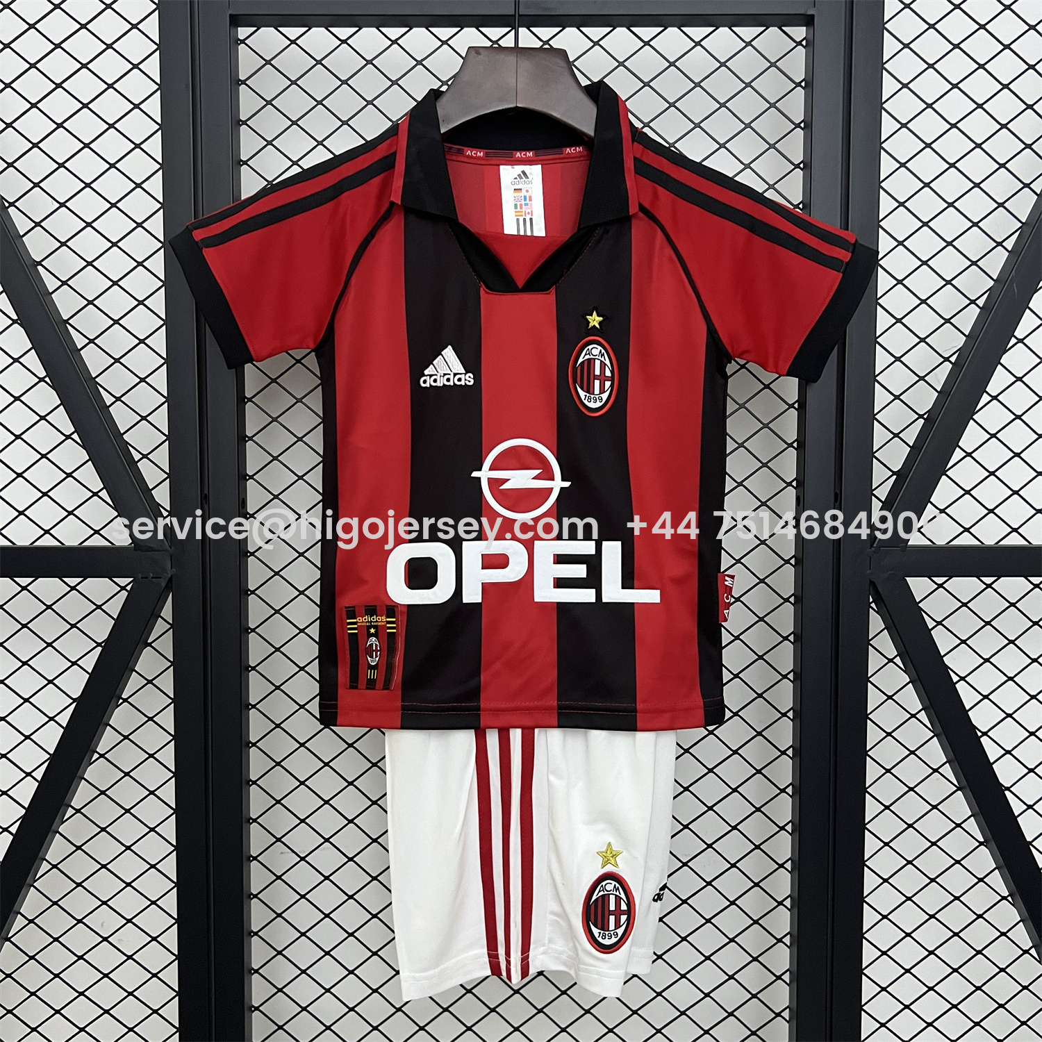 Higojerseys-Retro AC Milan 1998-99 Home Kids Kit