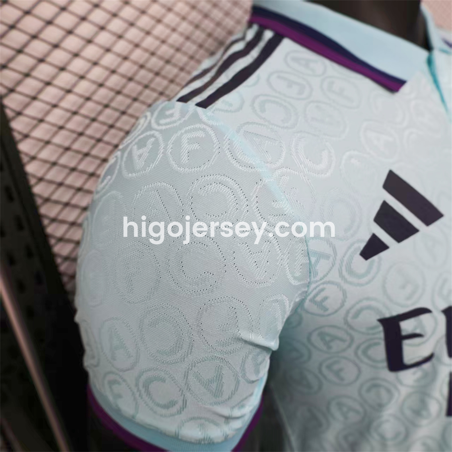 Higojerseys-Arsenal 25-26 Light Blue POLO Letter Pattern Special Jersey - Player Version