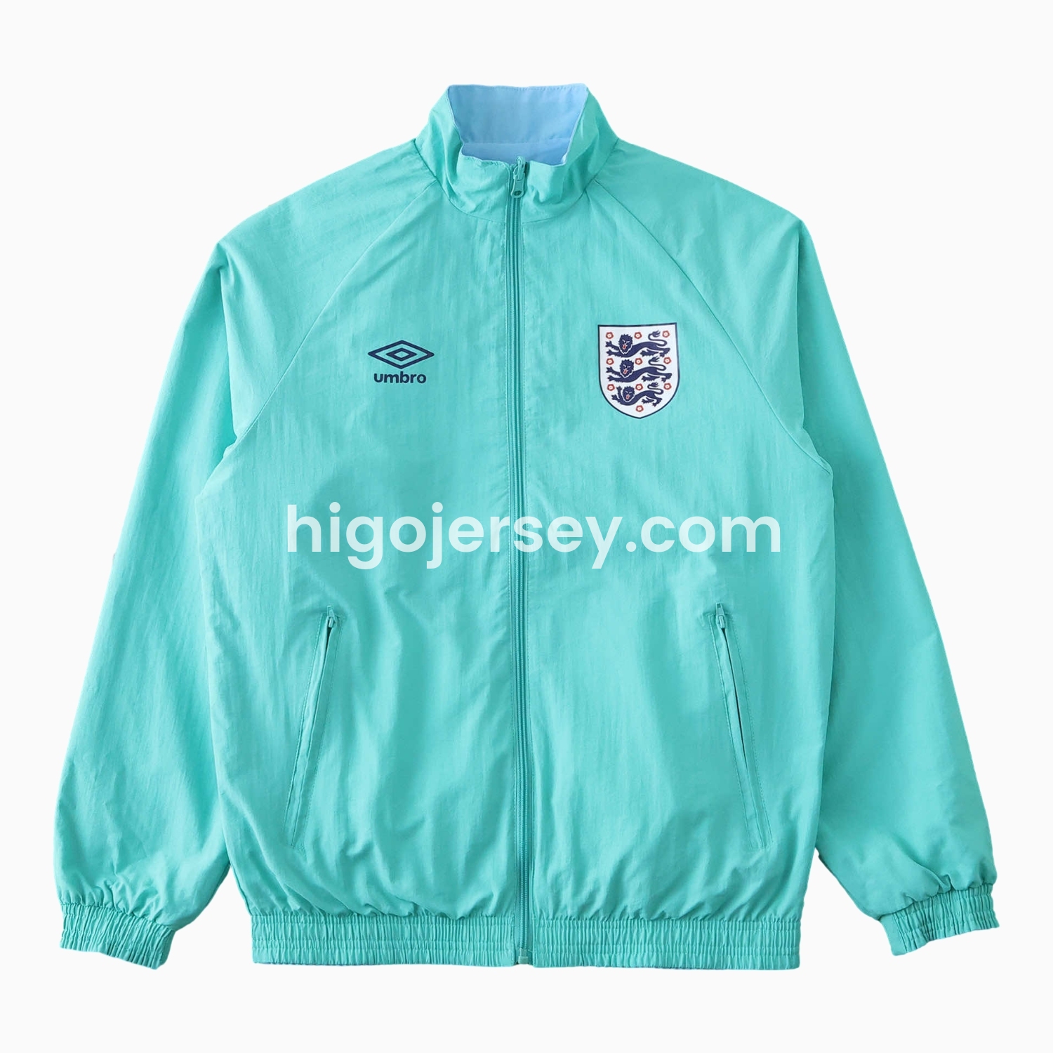 Higojerseys-Retro England 1992 Third Double Sided Reversible Windbreaker - Blue & Green