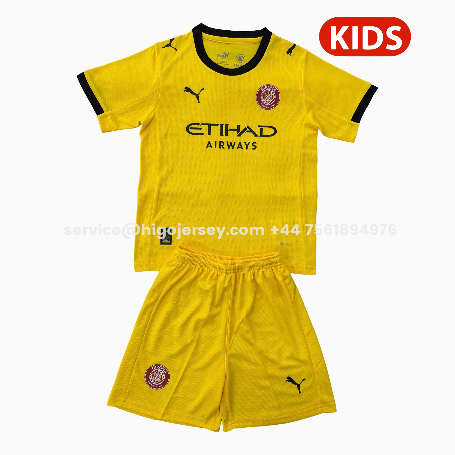 Higojerseys-Girona 25-26 Away Kids Kit