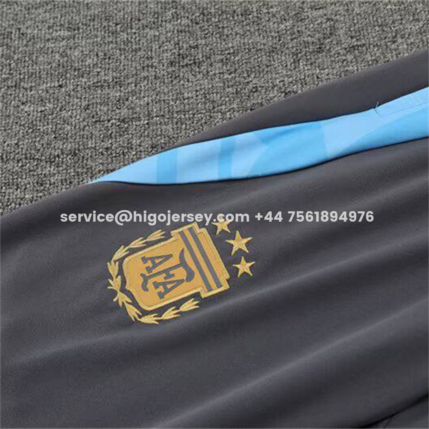 Higojerseys-Argentina 25-26 Long Sleeve Training Set - Gold Top and Grey Pants