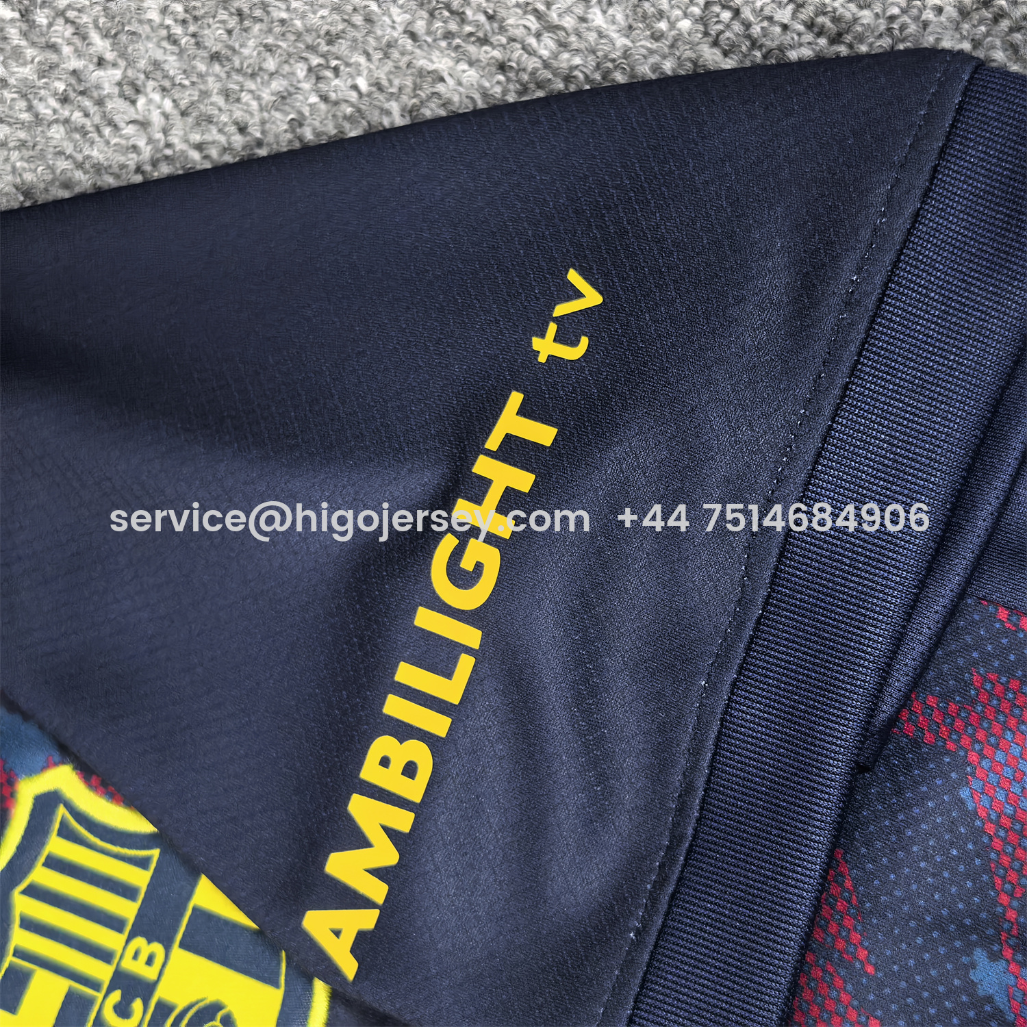 Higojerseys-Barcelona 25-26 Deep Blue Training Jersey with Red and Blue Tree Pattern - Fans Version