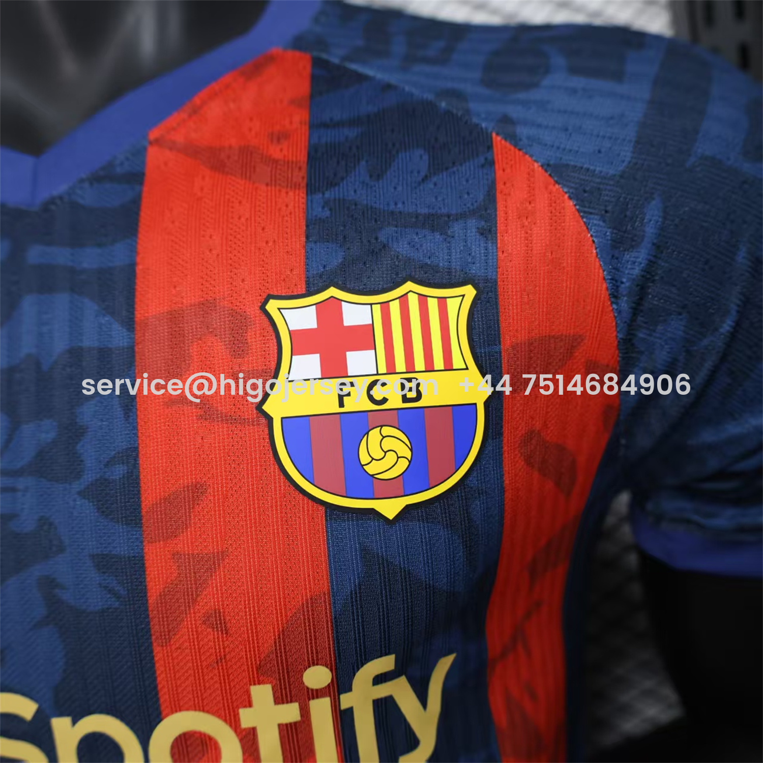 Higojerseys-Barcelona 25-26 Yellow Spotify Logo Red & Blue Lines Special Jersey - Player Version