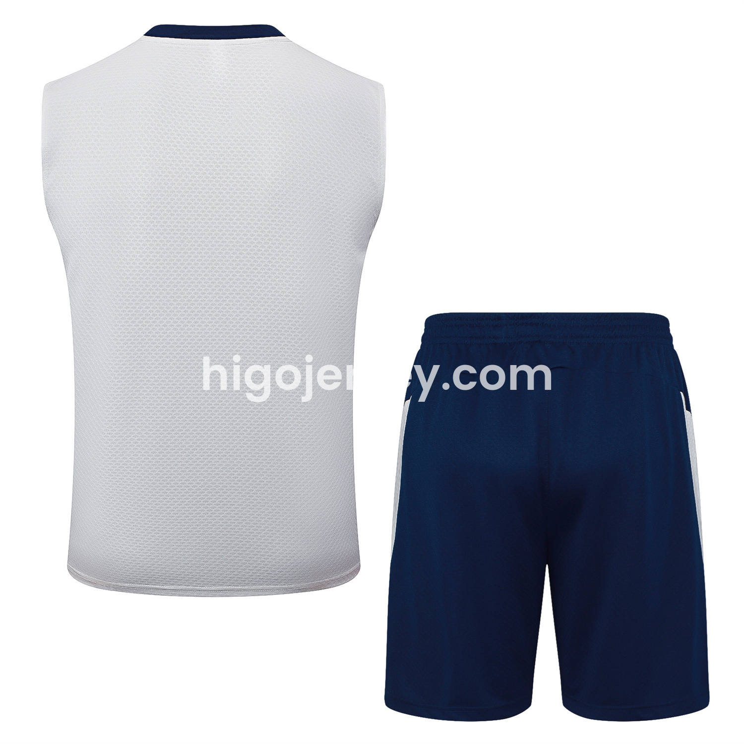 Higojerseys-Portugal 25-26 Vest Training Set - Off White Top and Deep Blue Shorts