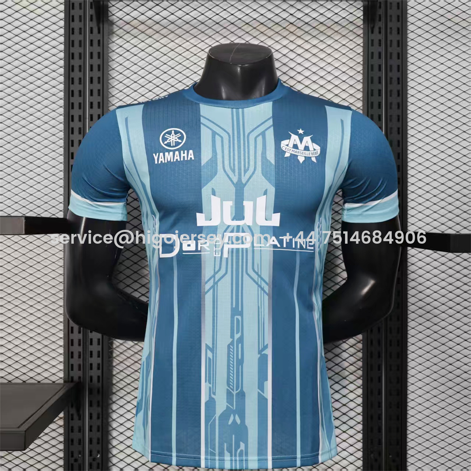 Higojerseys-Marseille 25-26 Blue Stripes Special Jersey - Player Version