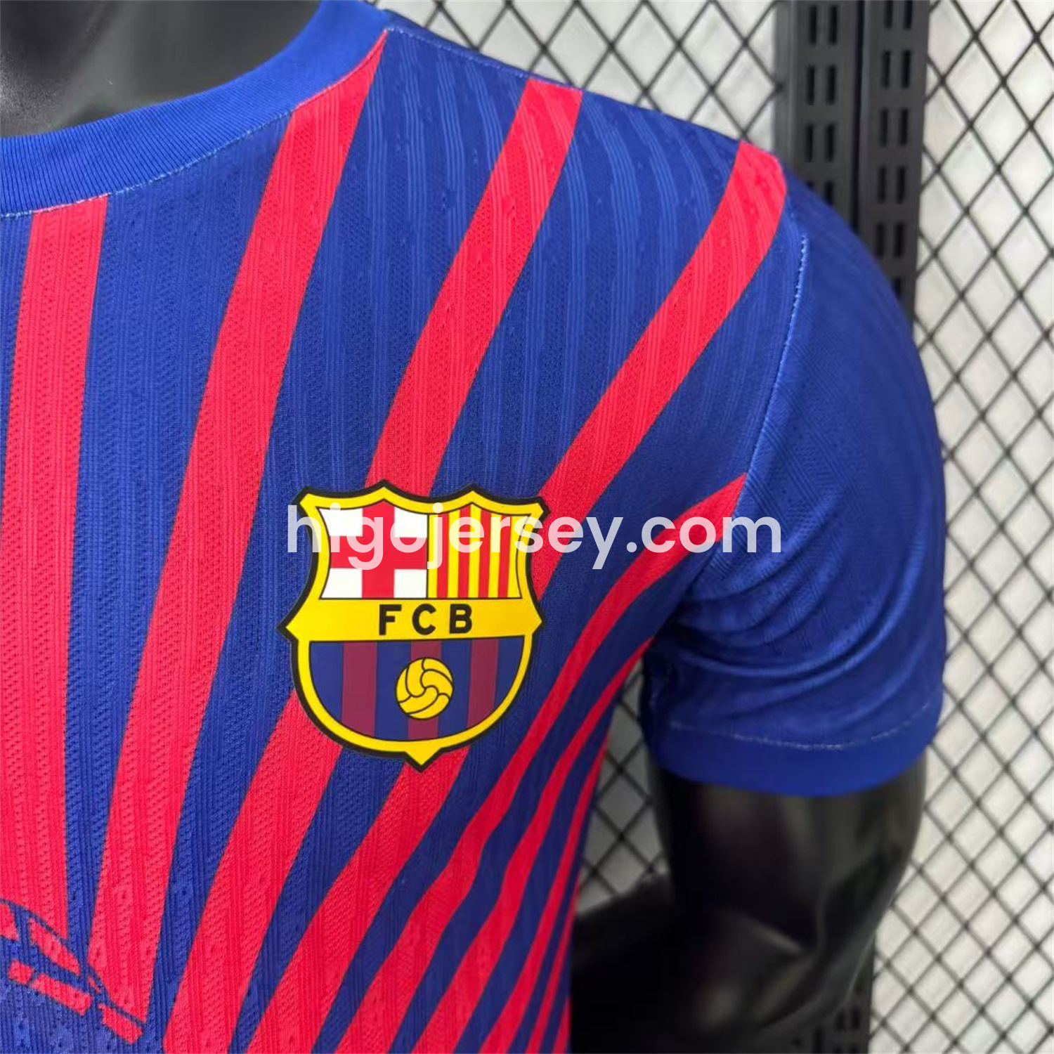 Higojerseys-Barcelona 25-26 One Piece Red Silhouette Special Blue Jersey - Player Version