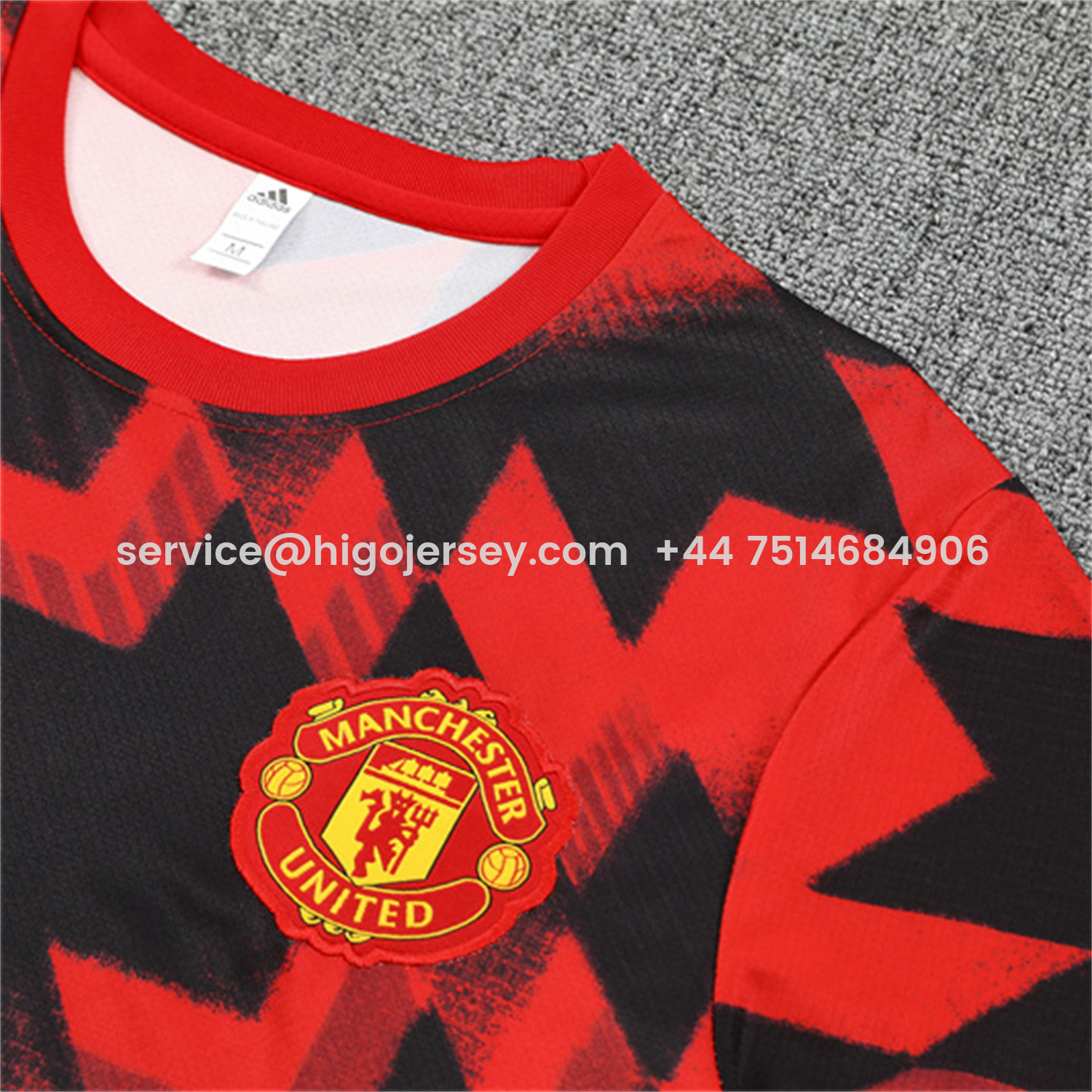 Higojerseys-Manchester United 25-26 Short-Sleeve Training Set - Red Camouflage Top & Black Shorts
