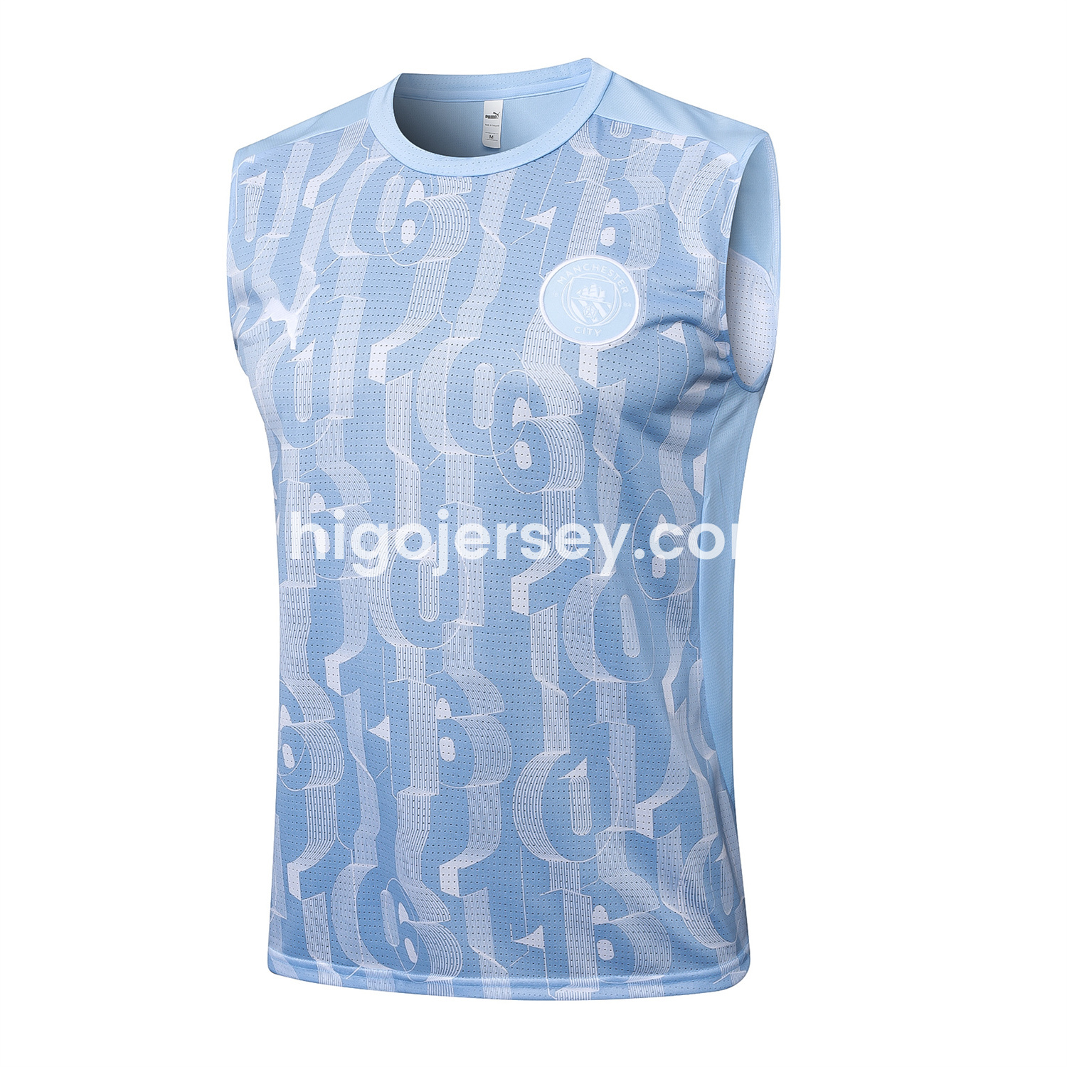 Higojerseys-Manchester City 25-26 Vest Training Set - Sky Blue Vest and Deep Blue Shorts