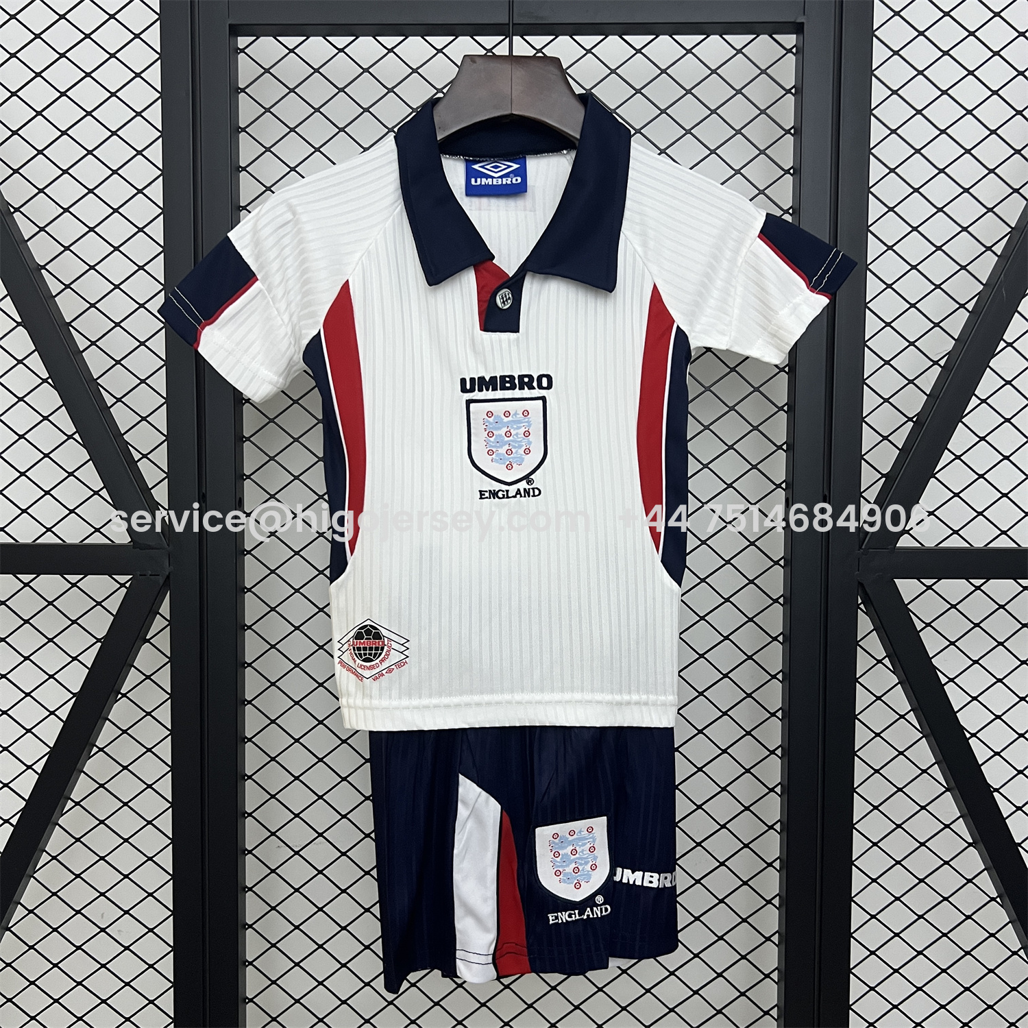 Higojerseys-Retro England 1998 Home Kids Kit