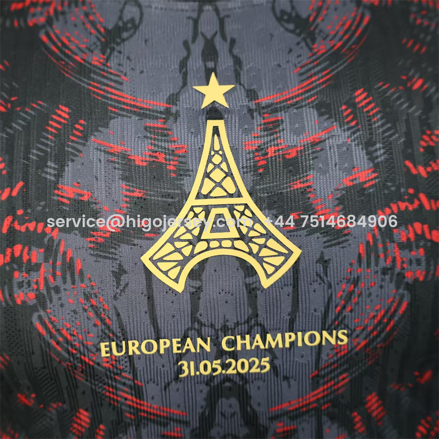 Higojerseys-Paris Saint-Germain PSG 25-26 Champions League Commemorative Edition Black Red Eiffel Tower Jersey - Player Version