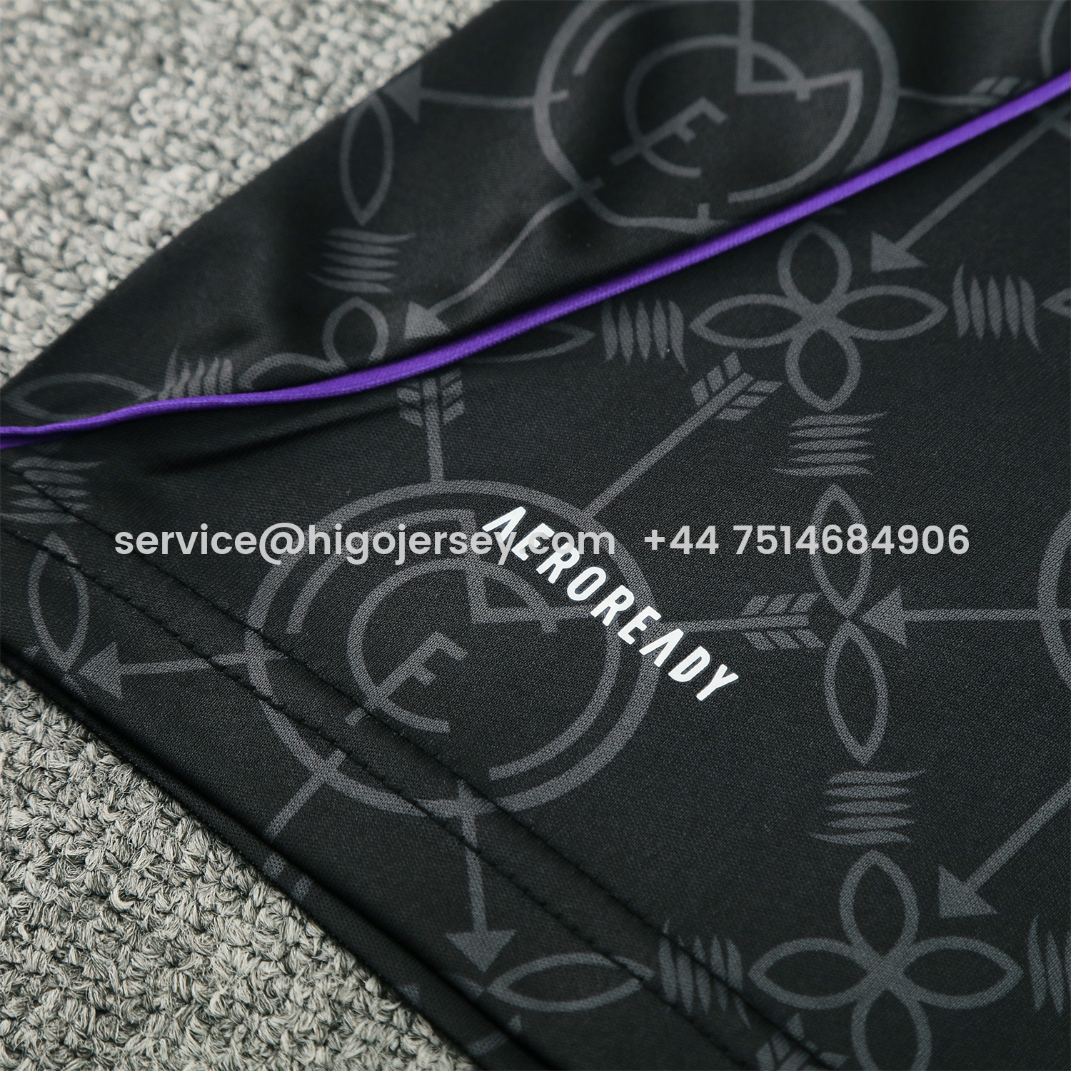 Higojerseys-Real Madrid 25-26 Short-Sleeve Training Set - Blue Edge Black Top & Black Shorts