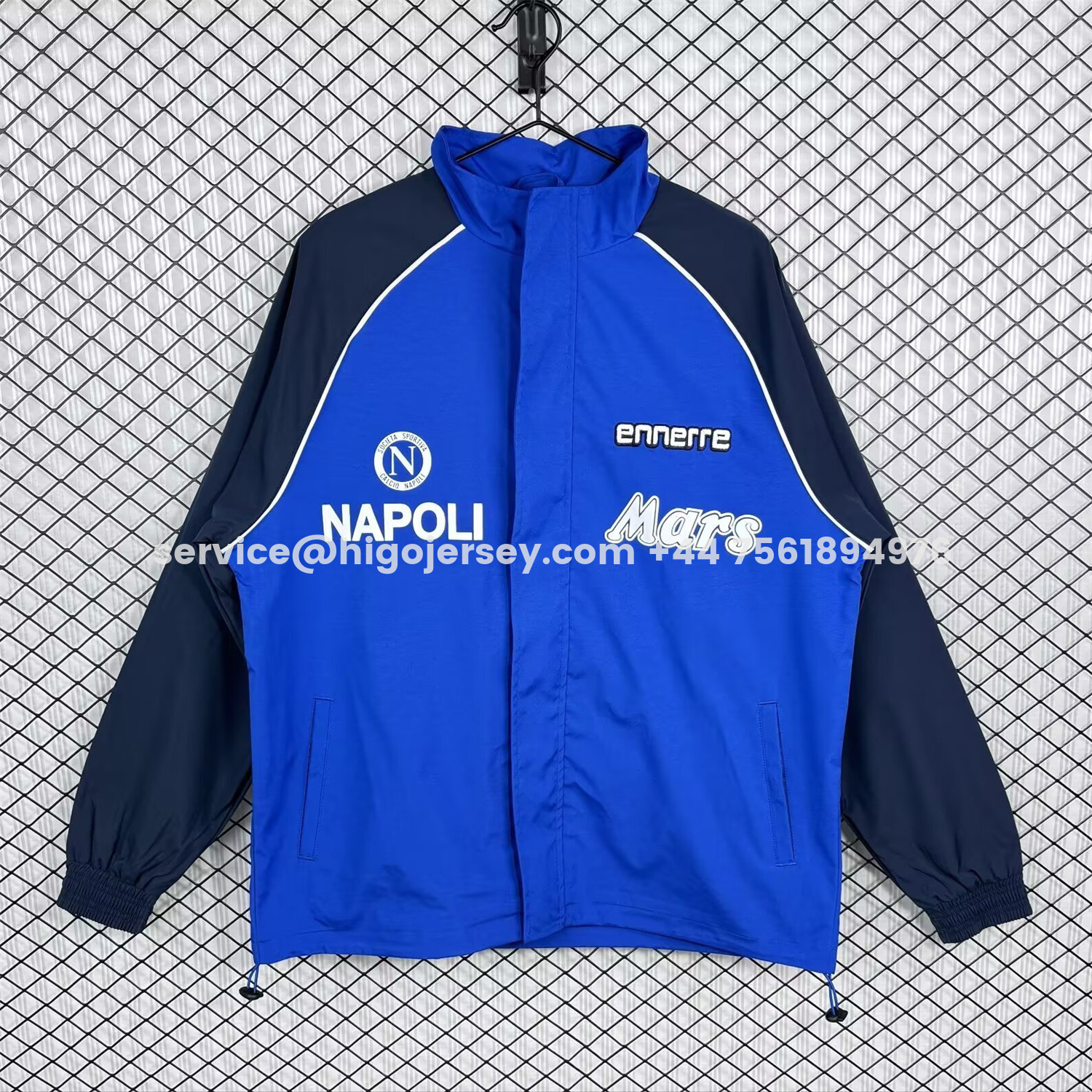Higojerseys-Retro Napoli 1989-90 Blue And Black Windbreaker