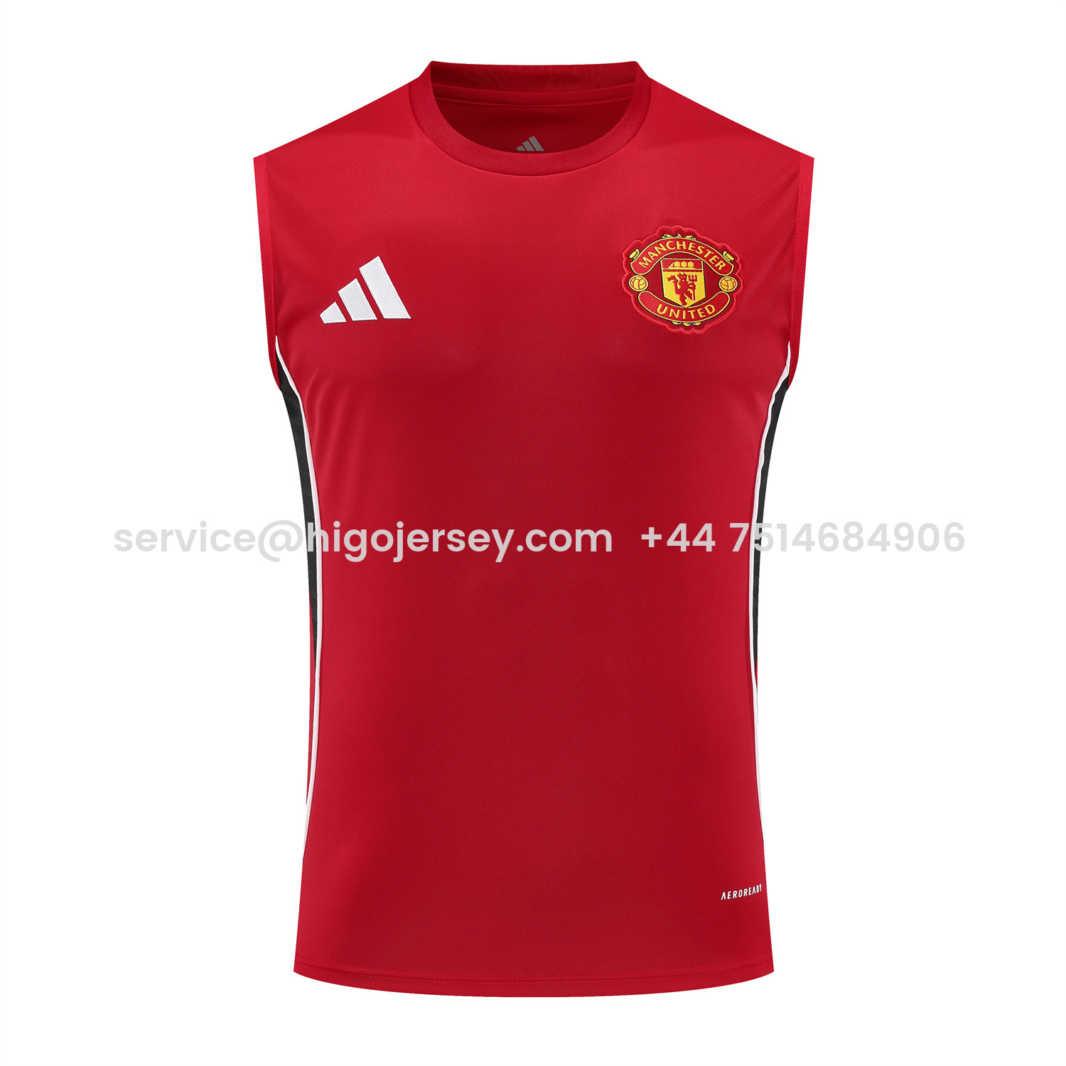 Higojerseys-Manchester United 25-26 Vest Training Set - Pure Red Vest & Black Shorts