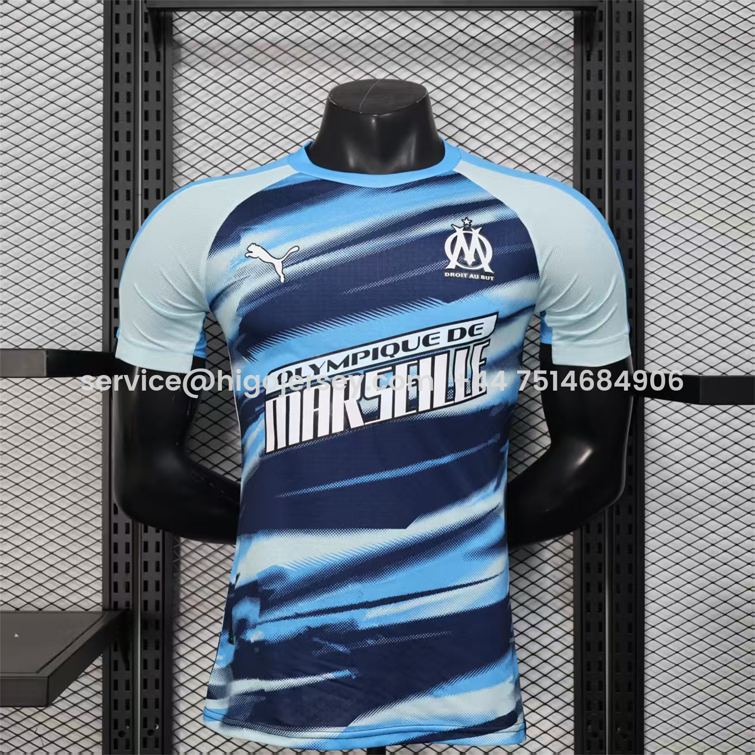 Higojerseys-Marseille 25-26 Blue Gradient Training Jersey - Player Version