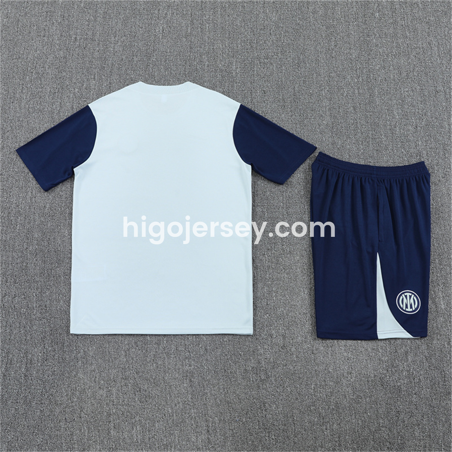 Higojerseys-Inter Milan 25-26 Short-Sleeve Kids Training Set - Light Grey Top & Blue Shorts