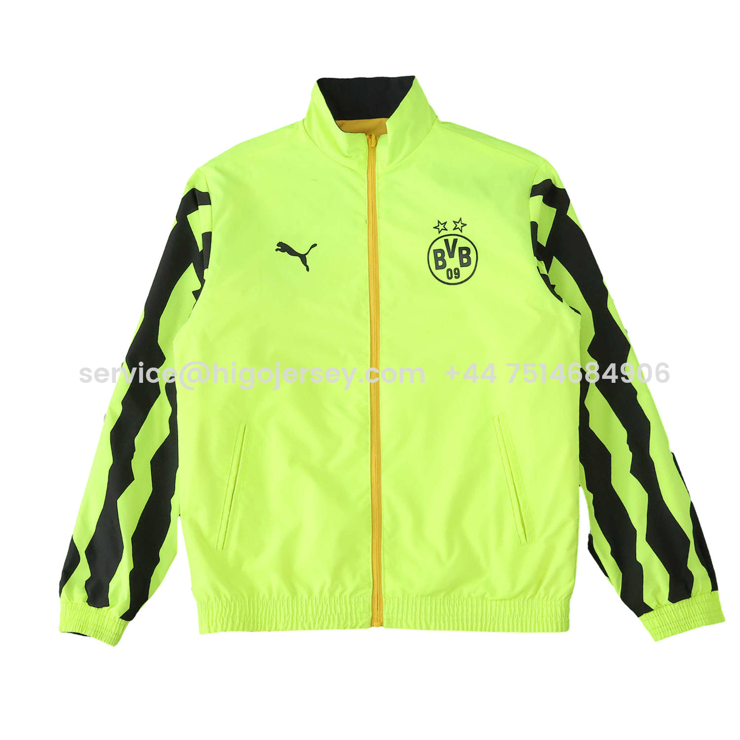 Higojerseys-Dortmund 25-26 Double Sided Reversible Windbreaker - Green & Yellow