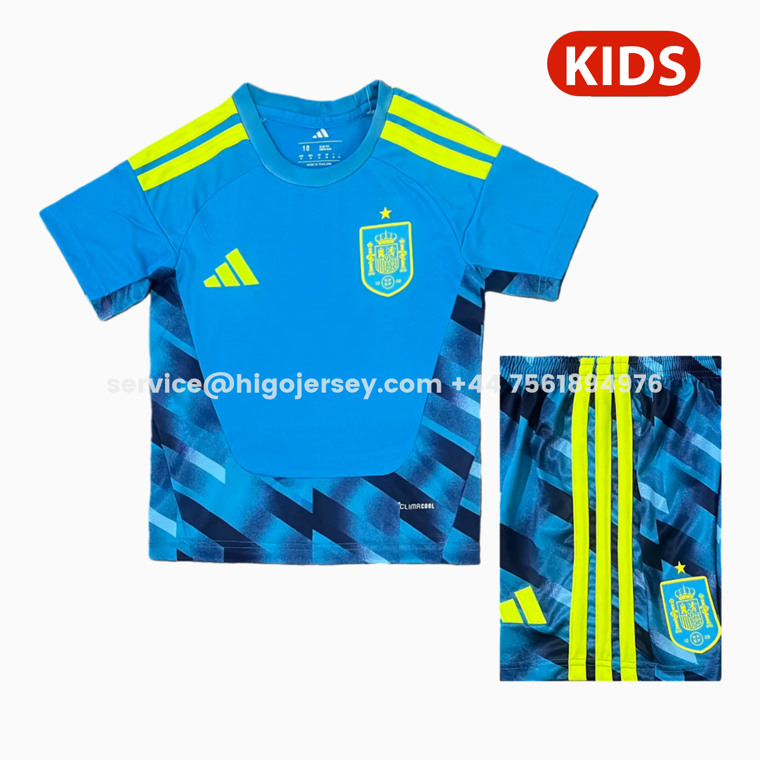 Higojerseys-Spain 2026 Goalkeeper Blue Kids Kit