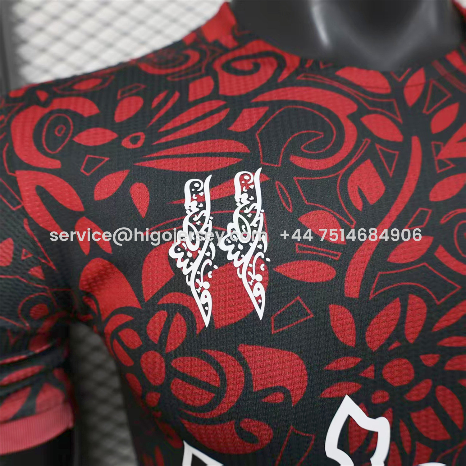 Higojerseys-Club Deportivo Palestino Palestine 25-26 Red Flowers Black Jersey - Player Version