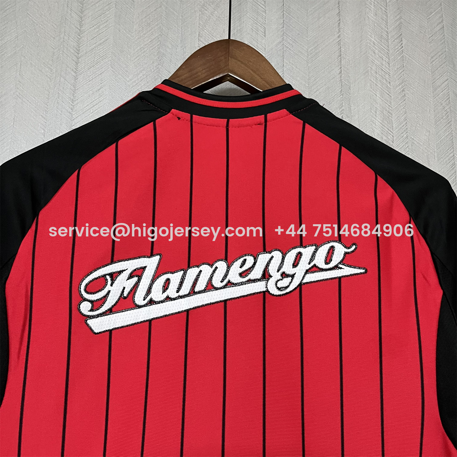 Higojerseys-Flamengo 25-26 Red Baseball Jersey with Black Stripes