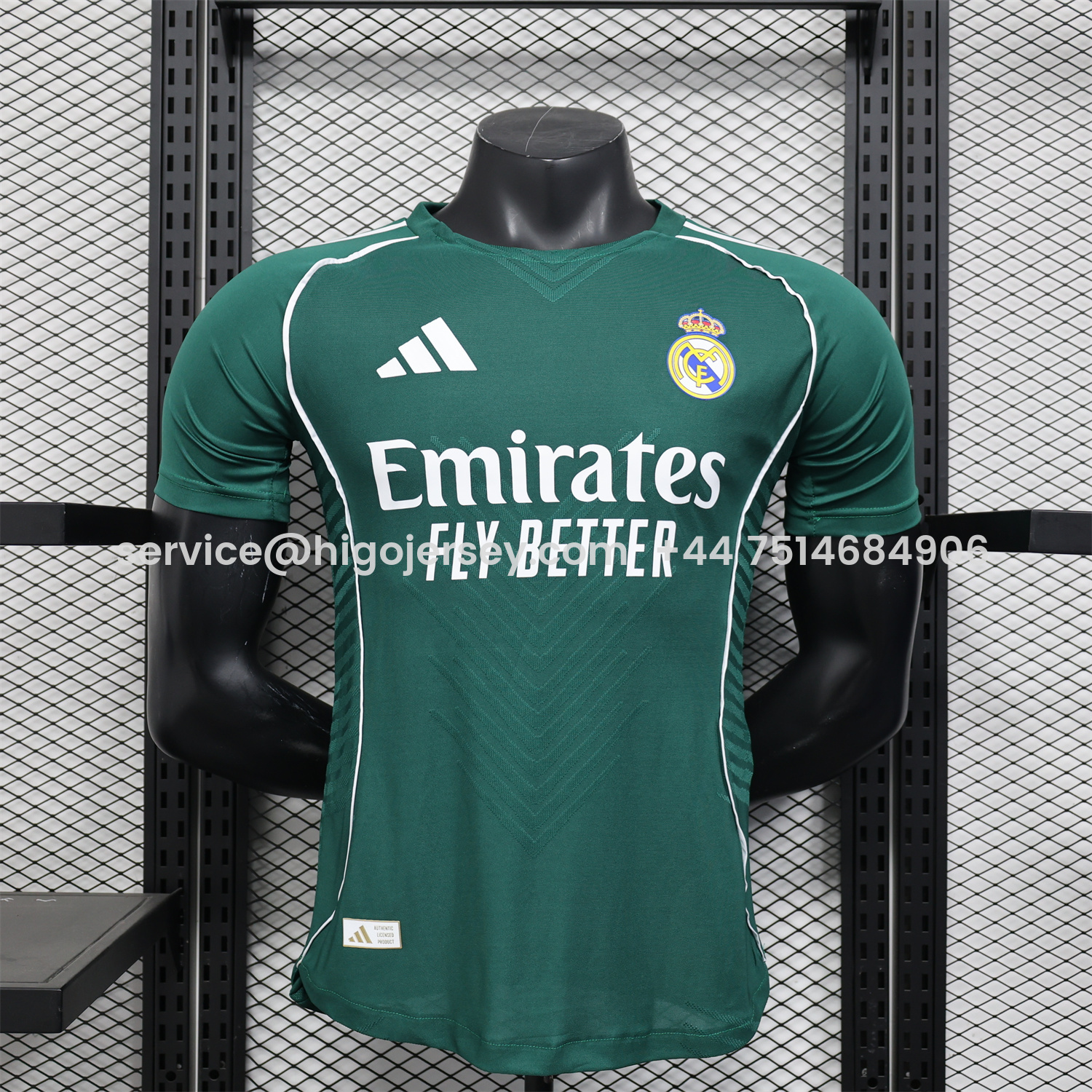 Higojerseys-Real Madrid 25-26 Green With White Lines Special Jersey - Player Version