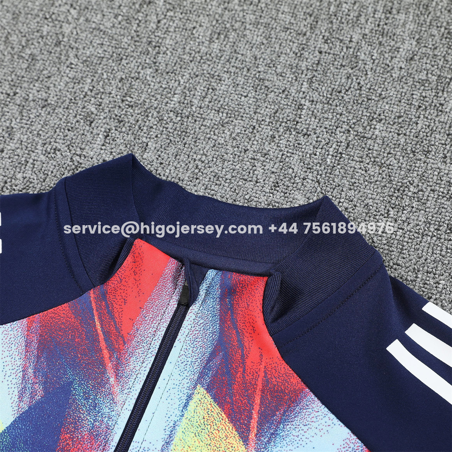 Higojerseys-Arsenal 25-26 Long Sleeves Training Set - Colorful Camouflage With Blue Top & Royal Blue Pants