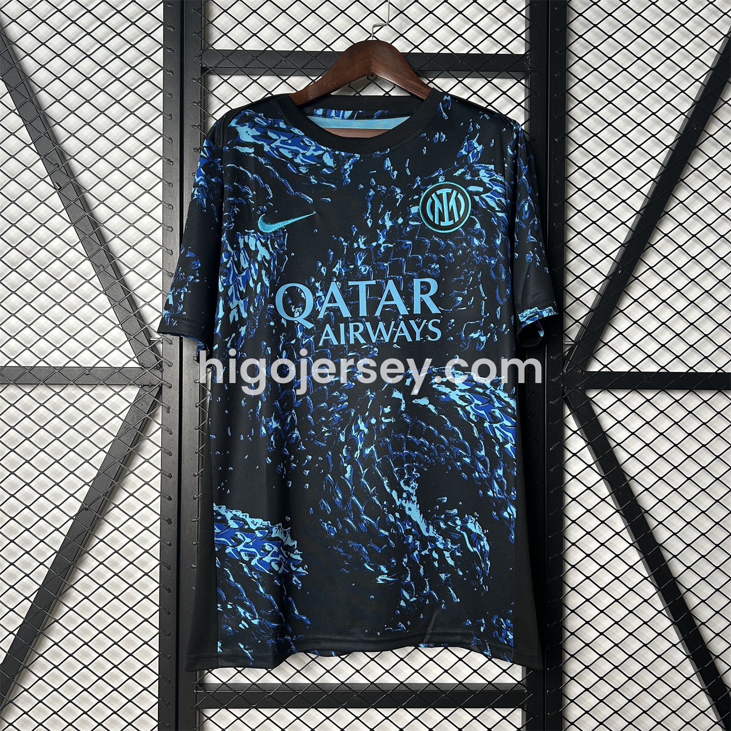 Higojerseys-Inter Milan 25-26 Blue Snake Pattern Pre-Match Training Jersey - Fans Version