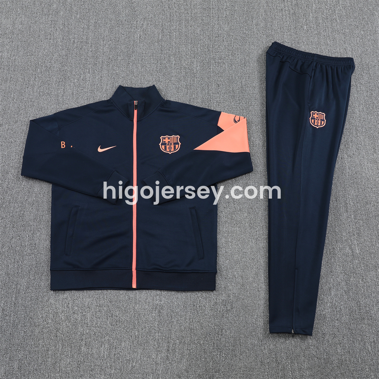 Higojerseys-Barcelona 25-26 Jacket Training Tracksuit - Black Orange Jackets & Black Pants