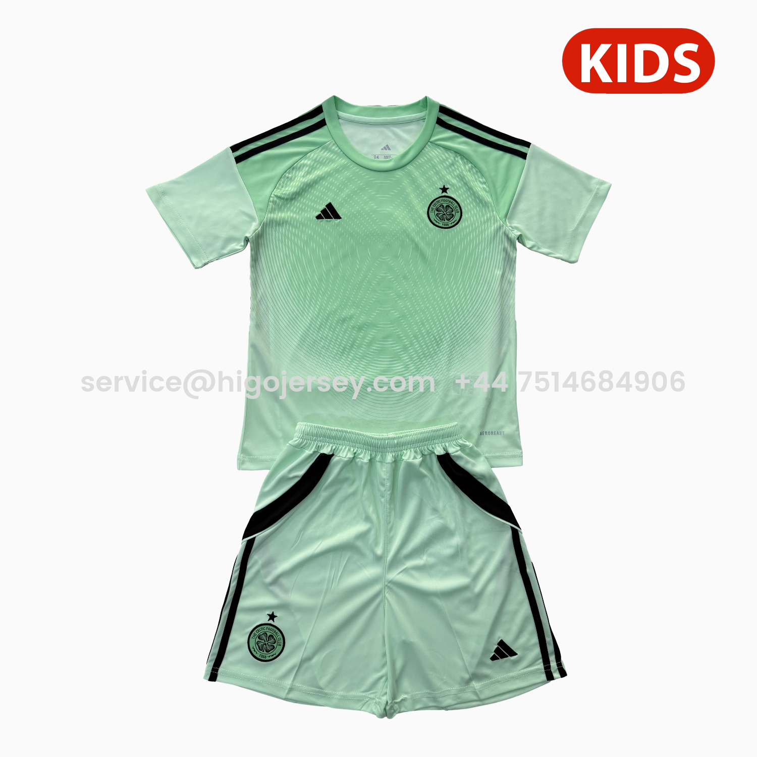 Higojerseys-Celtic 25-26 Green Goalkeeper Kids Kit