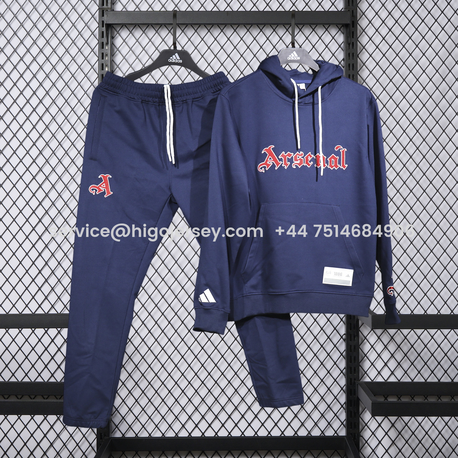 Higojerseys-Arsenal 25-26 Pure Color Training Hoodie Set - Deep Blue Hoodie and Deep Blue Pants