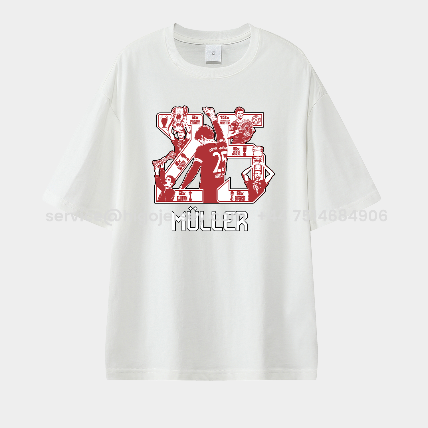 Higojerseys-Bayern Munich Müller‘s Championship Summary Unisex Pure Cotton T-shirt