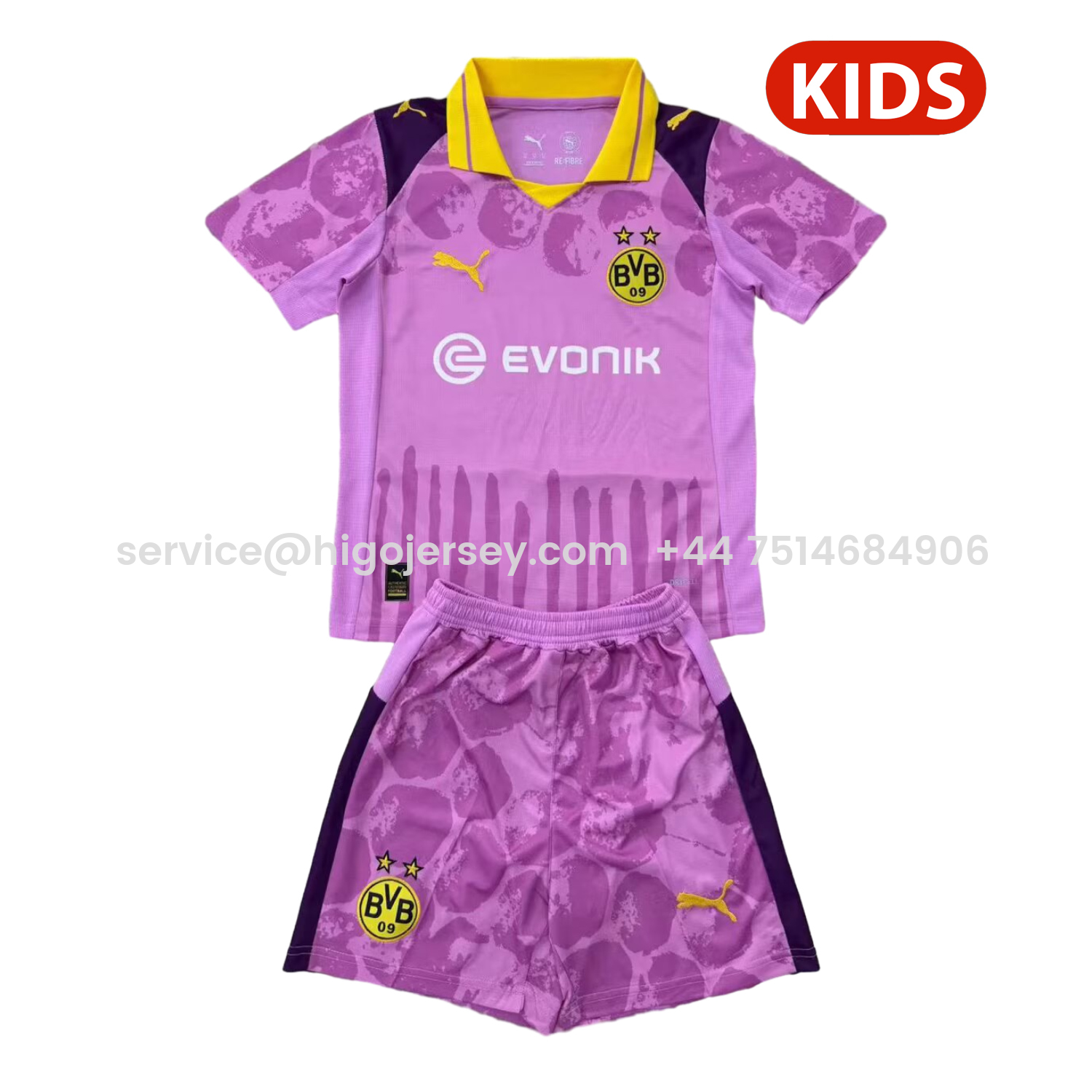 Higojerseys-Dortmund 2025 Club World Cup Goalkeeper Purple Kids Kit