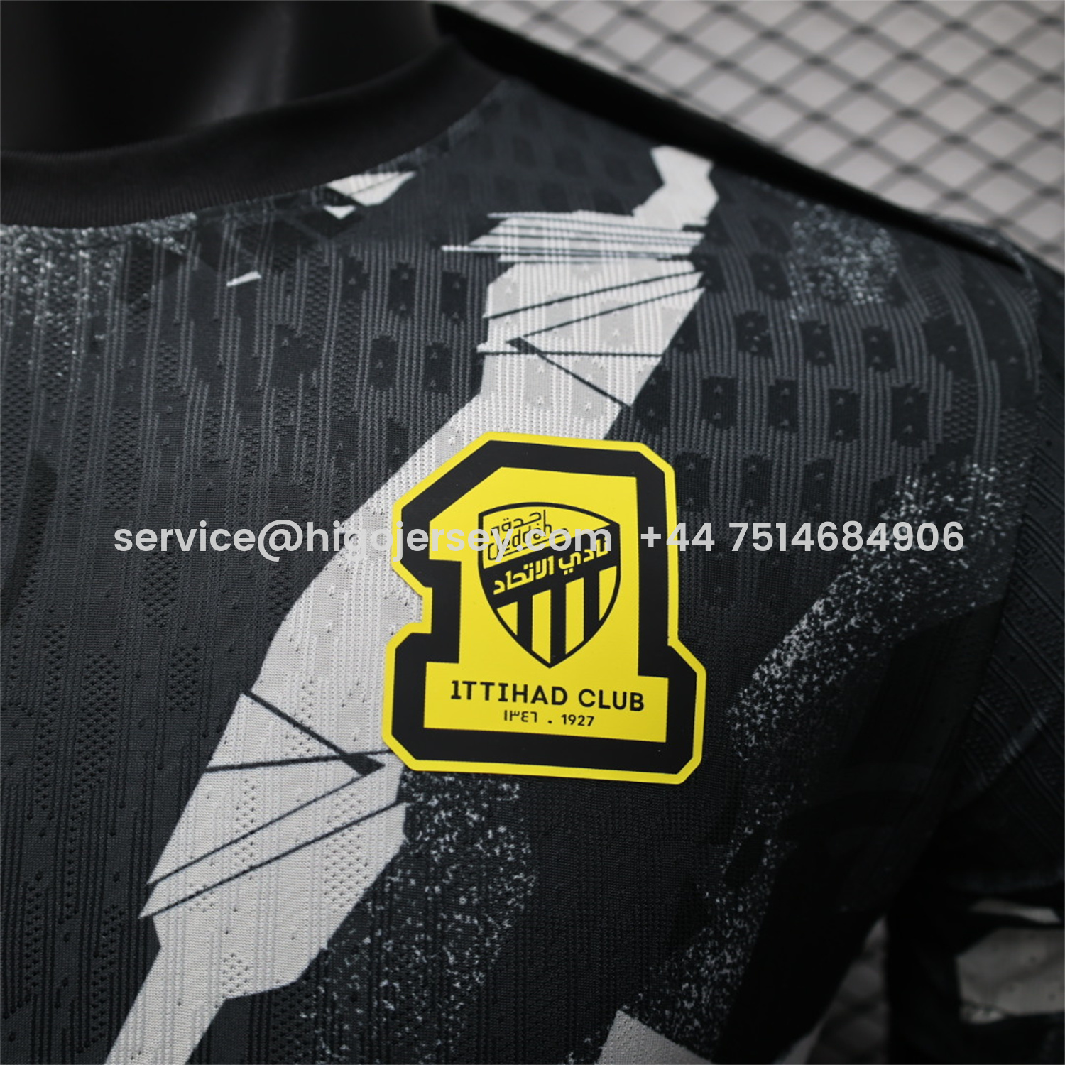 Higojerseys-Al Ittihad Jeddah United 25-26 Black Pre-Match Jersey - Player Version