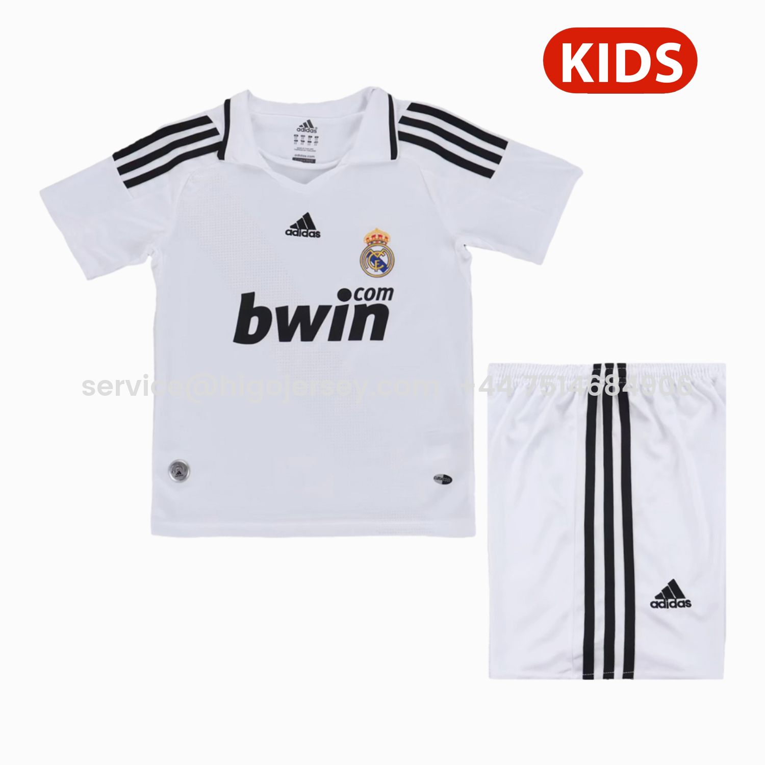 Higojerseys-Retro Real Madrid 2008-09 Home Kids Kit