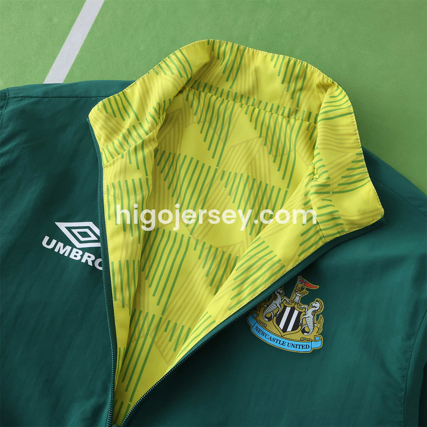 Higojerseys-Newcastle United 24-25 Retro Style Double Sided Reversible Windbreaker - Green & Yellow