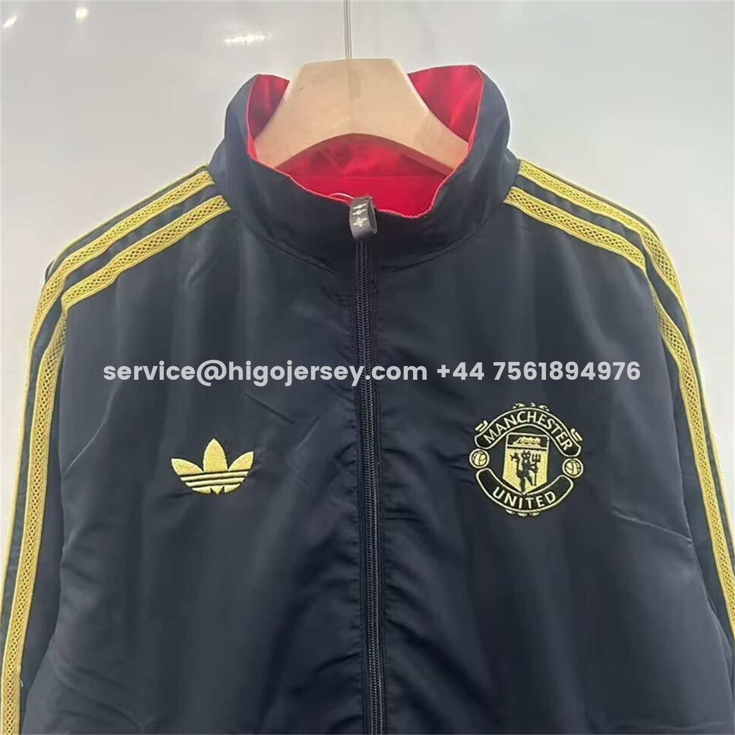 Higojerseys-Manchester United 25-26 Double Sided Reversible Windbreaker - Black & Red
