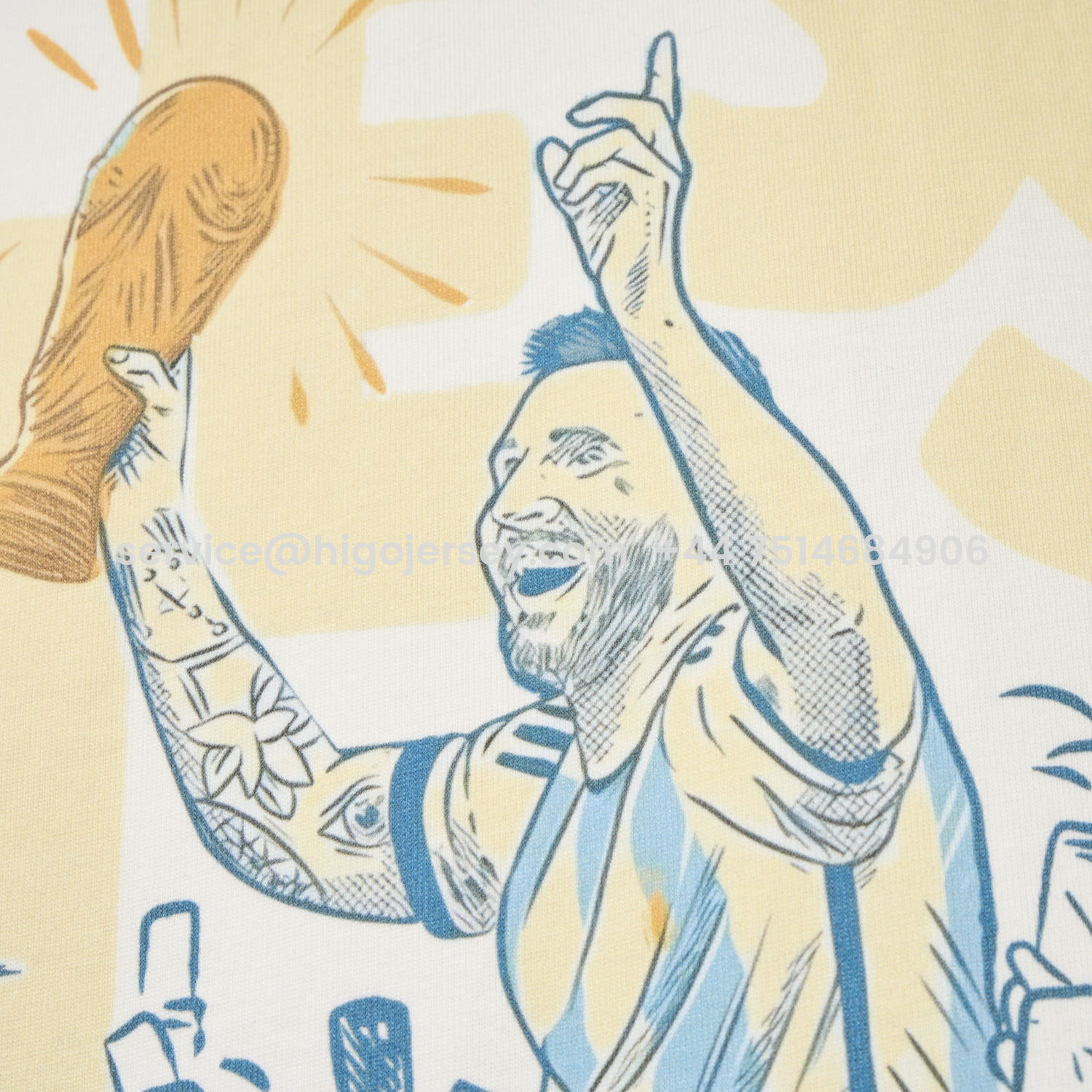 Higojerseys-Argentina Messi World Cup Anda Pa Alla Bobo Unisex Pure Cotton T-shirt