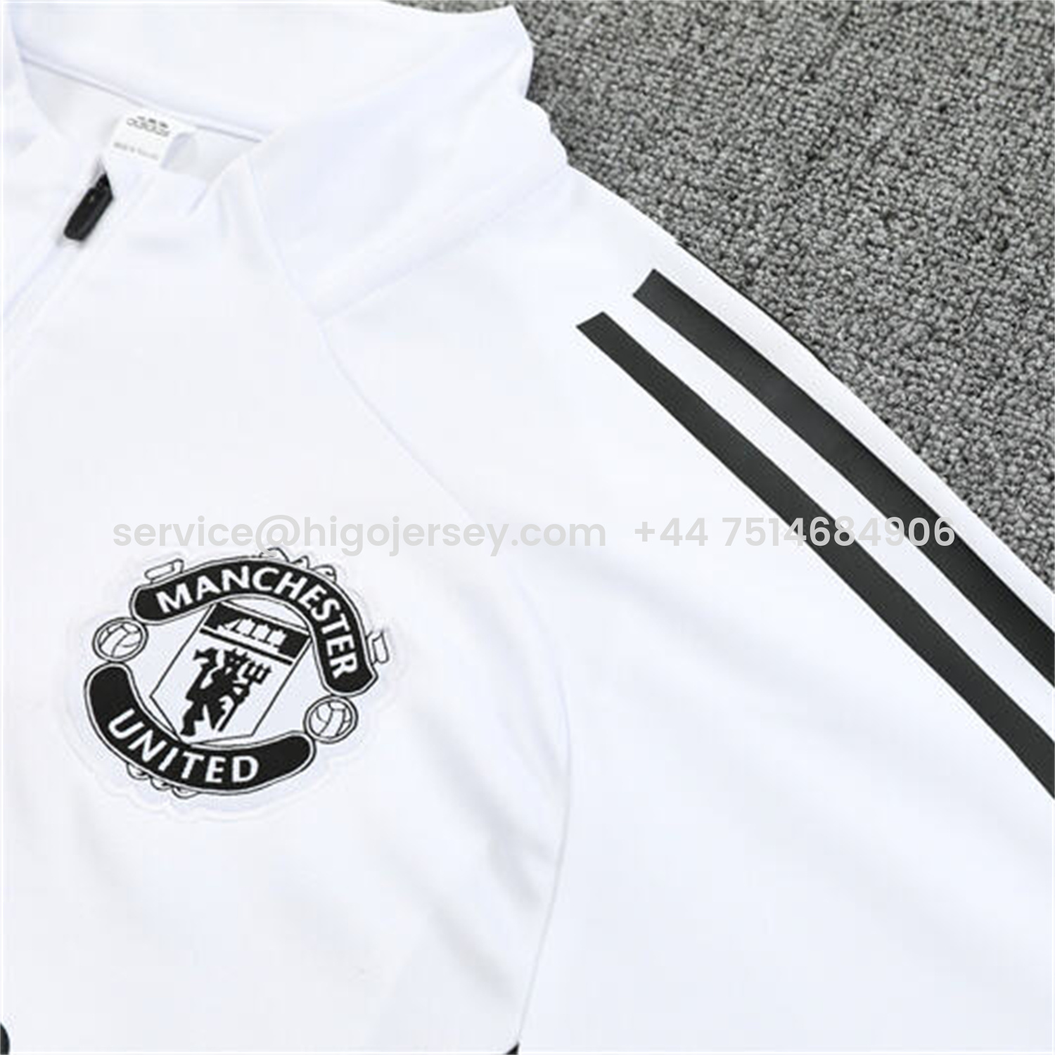 Higojerseys-Manchester United 25-26 Kids Long Sleeve Training Set - White Top & Black Pants