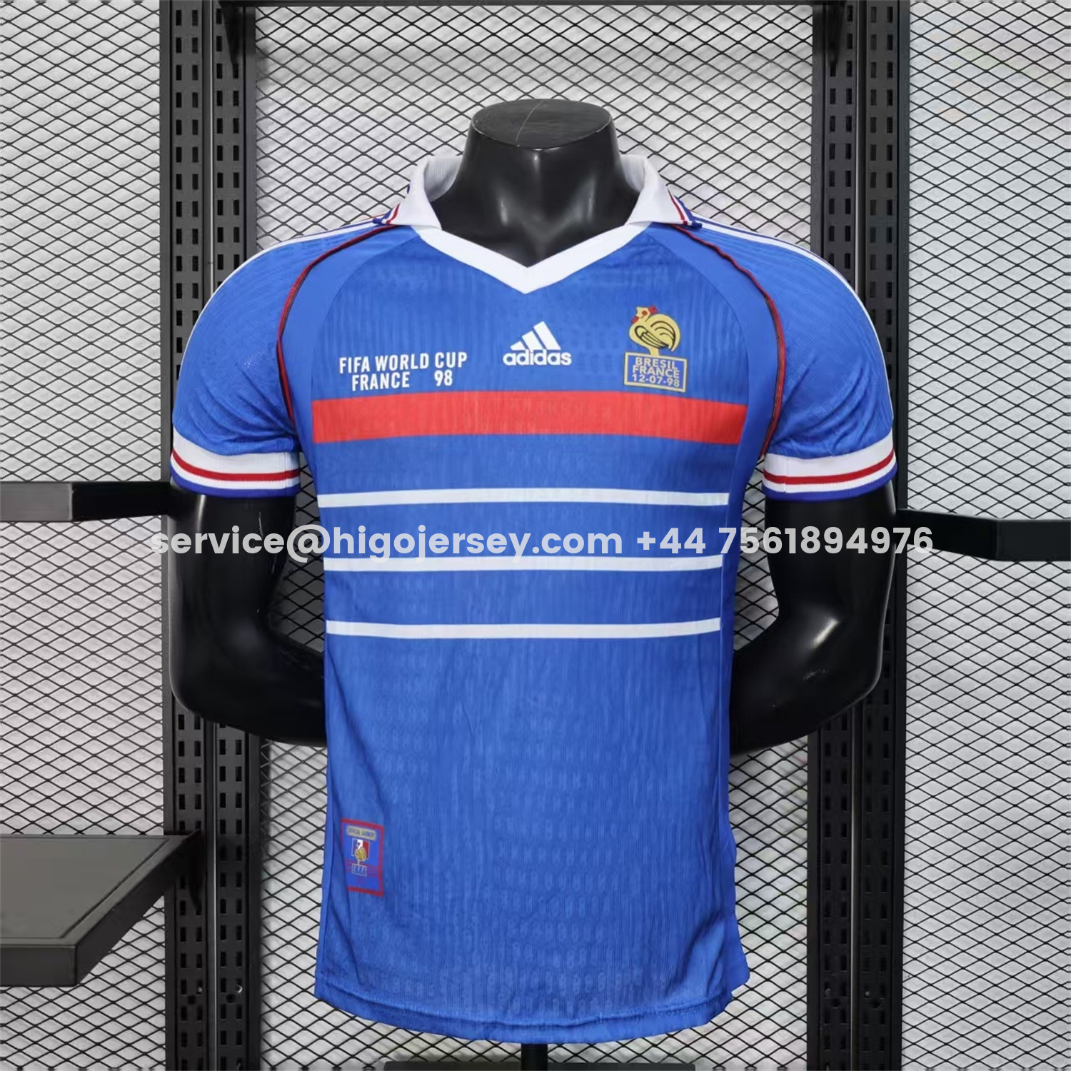 Higojerseys-Retro France 1998 Home Blue Jersey - Player Version