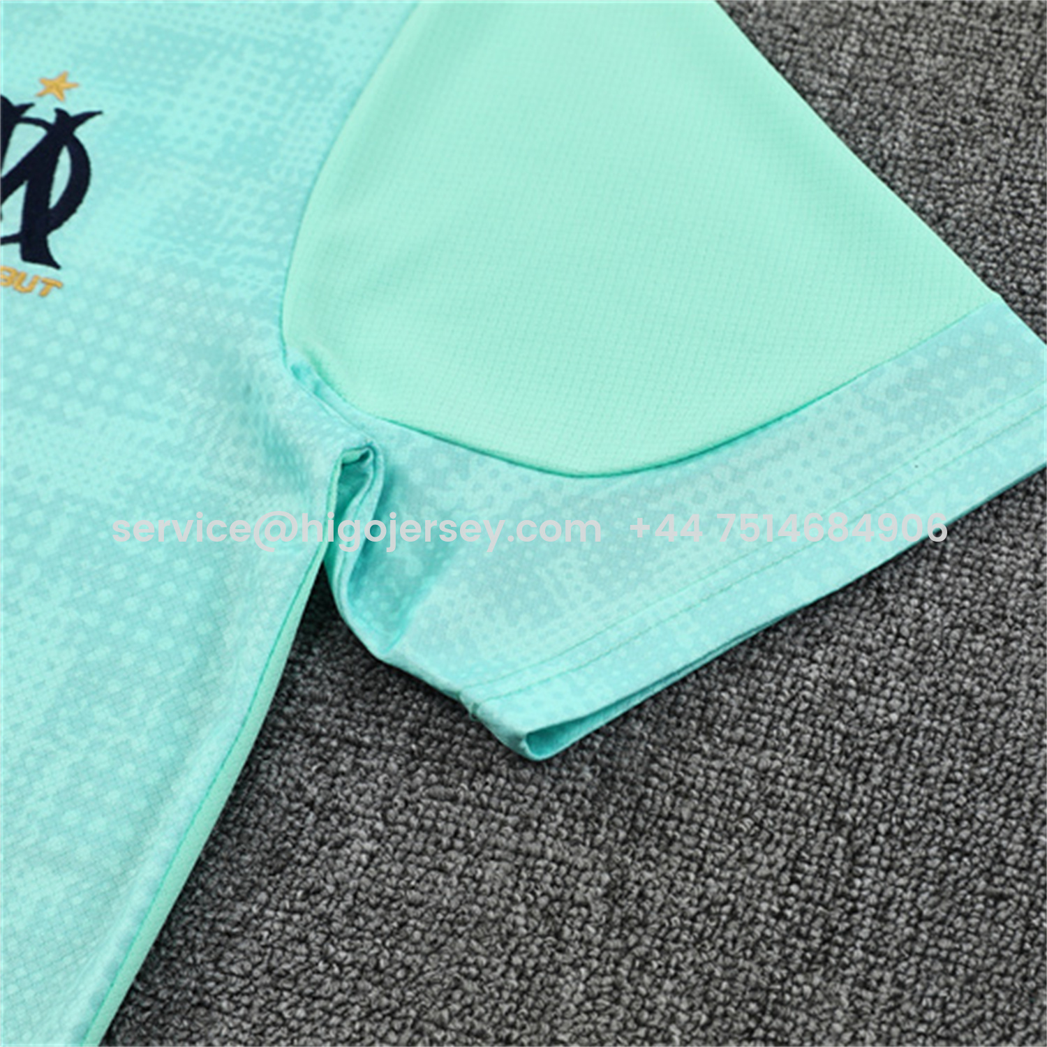 Higojerseys-Marseille 25-26 Short-Sleeve Training Set - Nattierblue Top & Deep Blue Pants
