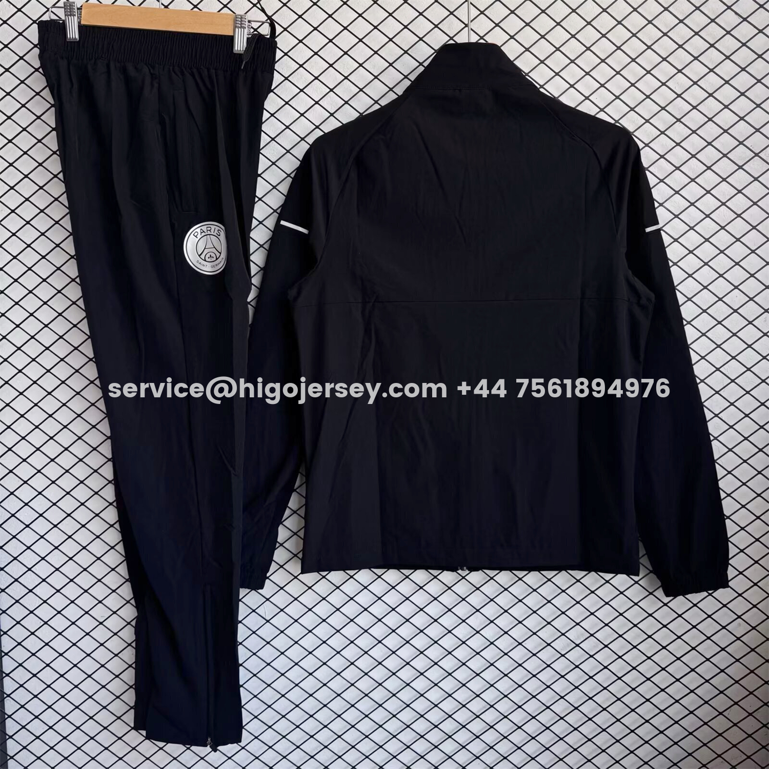 Higojerseys-Paris Saint-Germain PSG 25-26 Windbreaker Training Set - Black Top and Pants