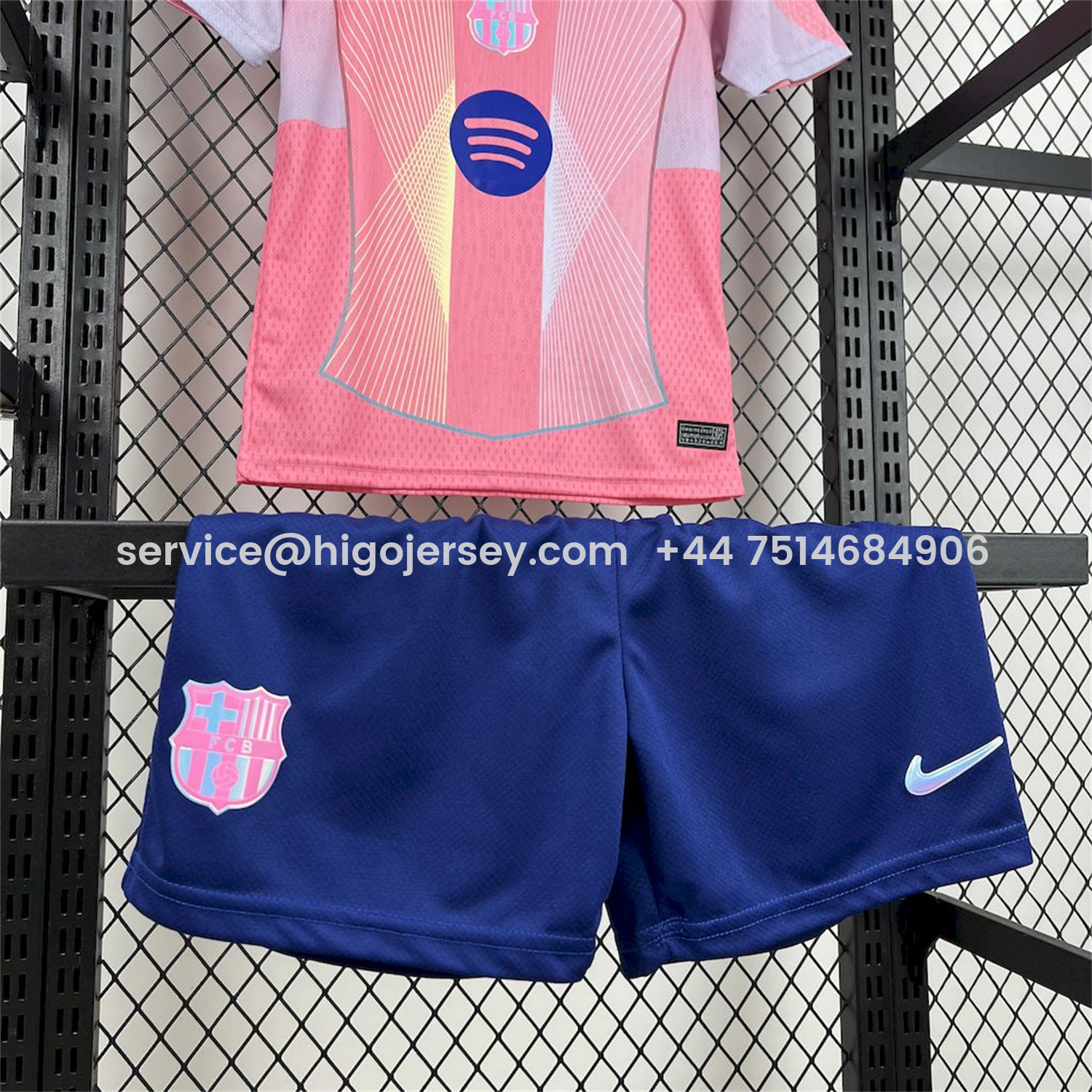 Higojerseys-Barcelona 25-26 T90 White Lines Pink Gradient Special Kids Kit