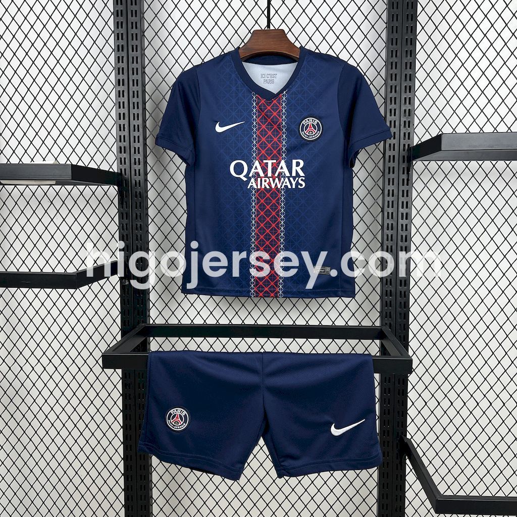 Higojerseys-Paris Saint-Germain PSG 25-26 Home Kids Kit
