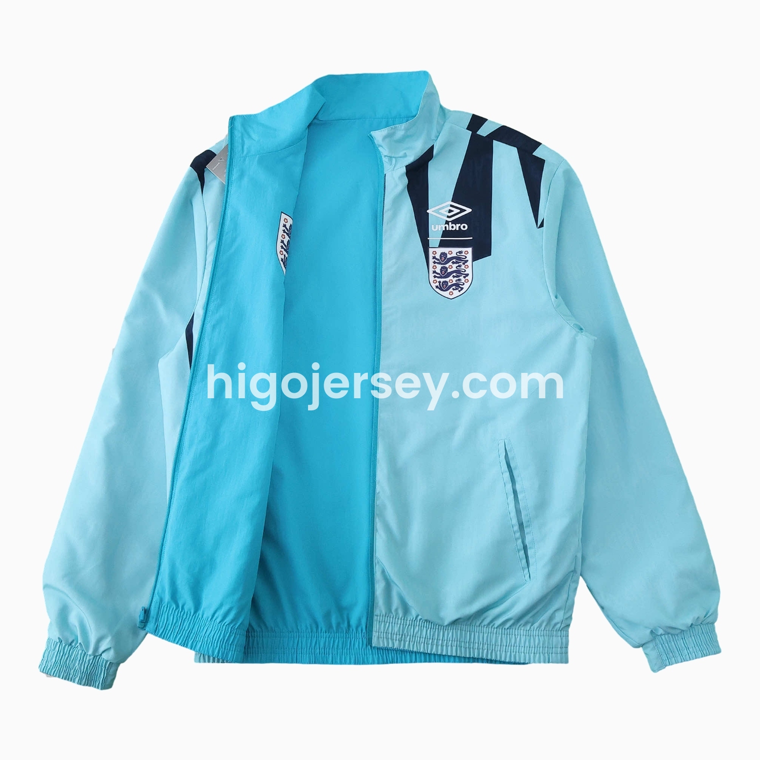 Higojerseys-Retro England 1992 Double Sided Reversible Windbreaker - Blue & Green