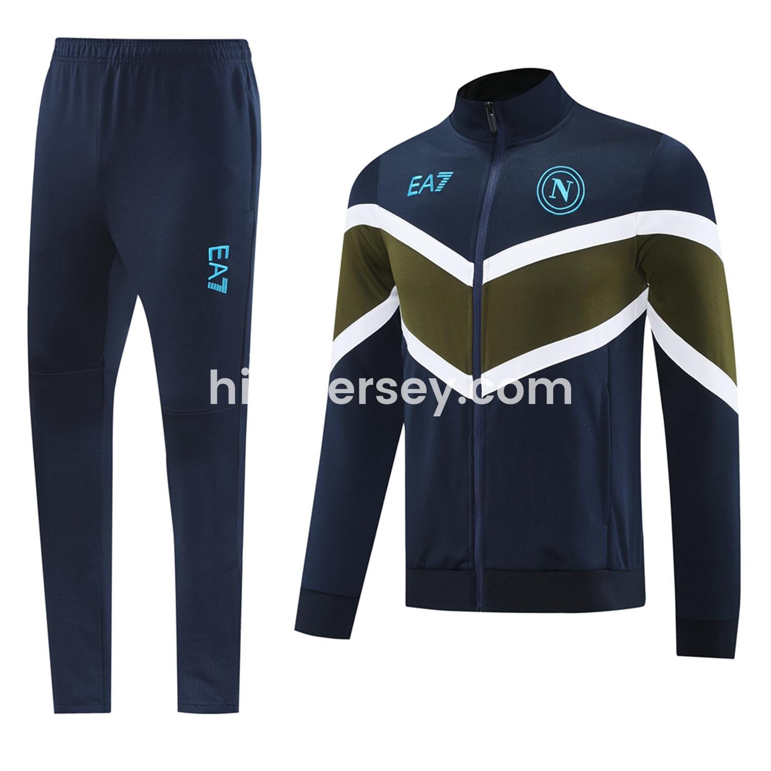 Higojerseys-Napoli 24-25 Throwback Jacket Training Tracksuit - Deep Blue Jackets & Pants