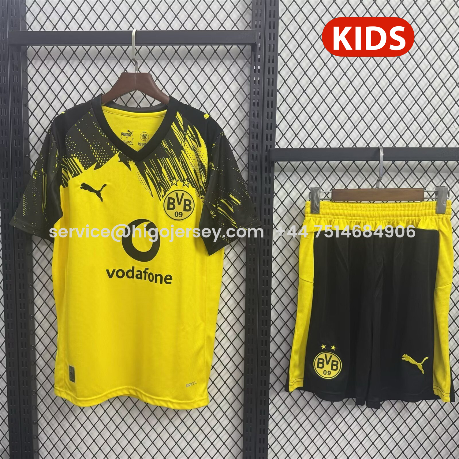 Higojerseys-Dortmund 25-26 Home Kids Kit