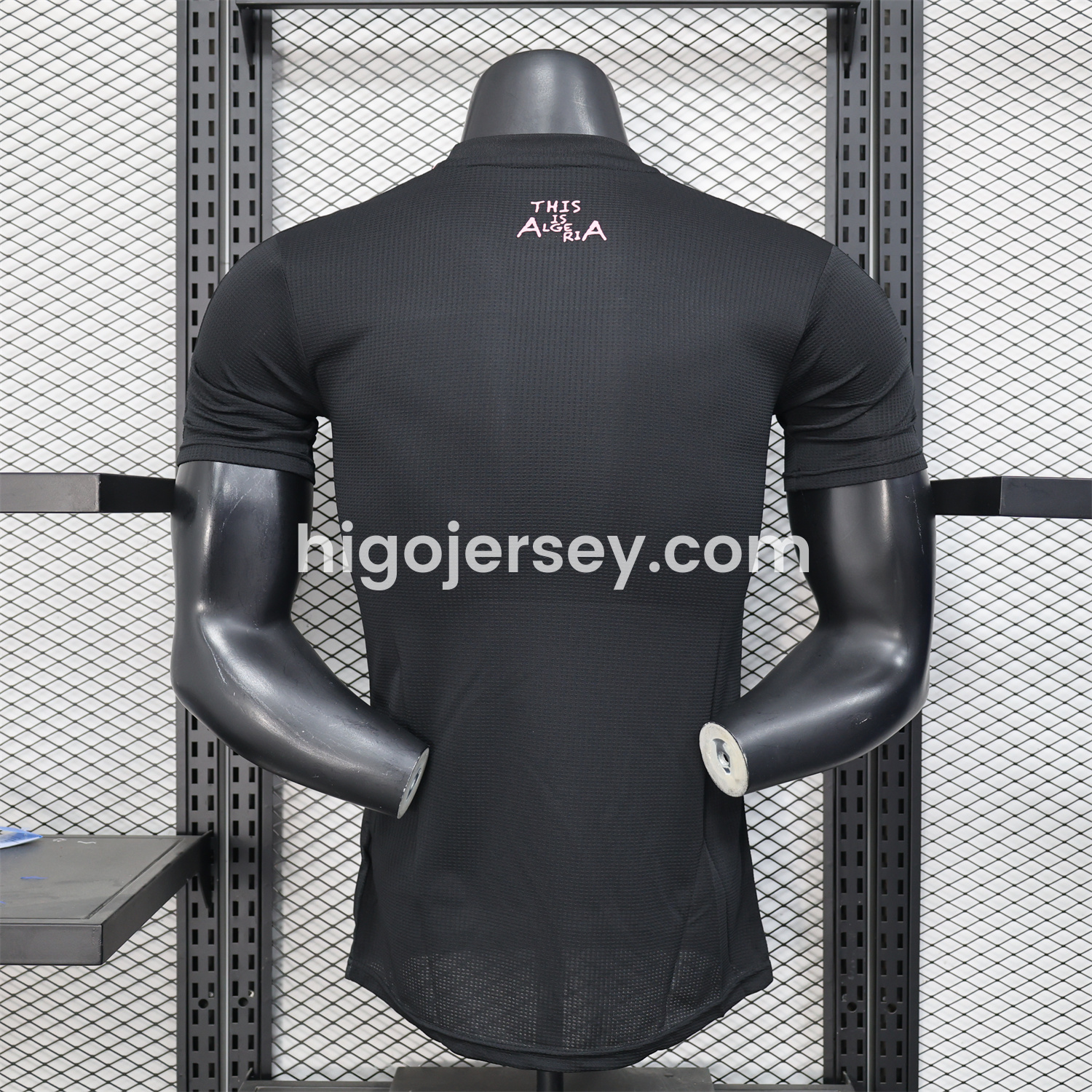 Higojerseys-Algeria 25-26 Pure Black Jersey with Pink Pattern - Player Version