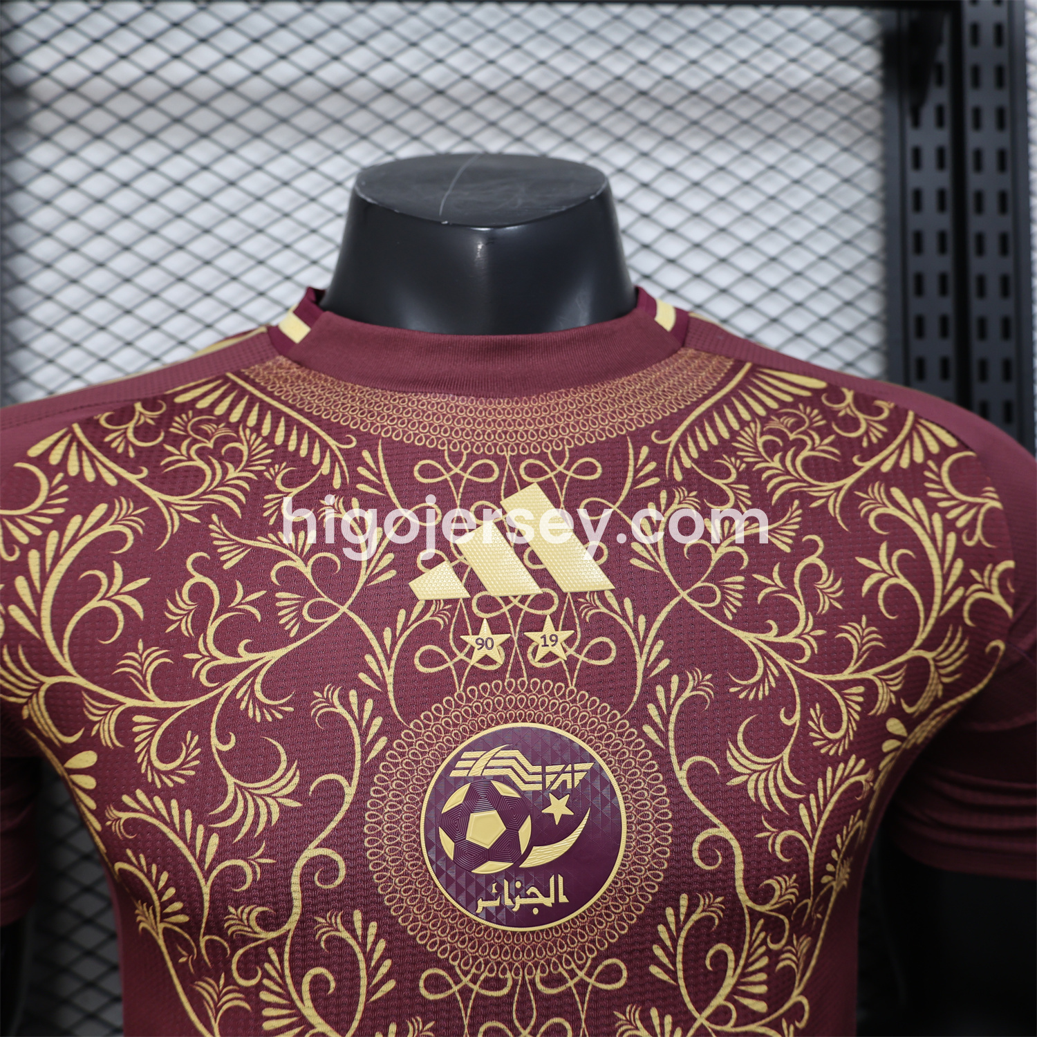 Higojerseys-Algeria 25-26 Burgundy Jersey with Chest Pattern Decoration - Player Version